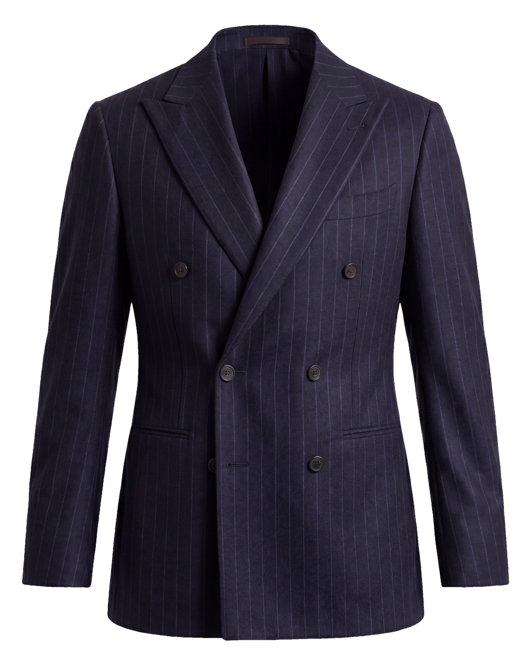 Navy Pinstripe Double-Breasted S120 Wool Jacket