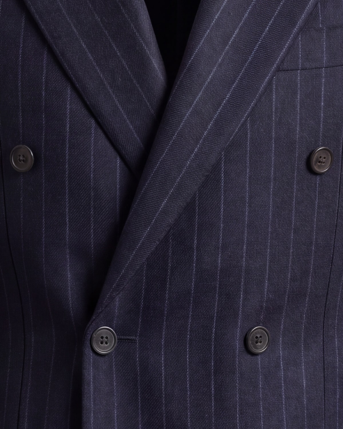 Navy Pinstripe Double-Breasted S120 Wool Jacket, front view