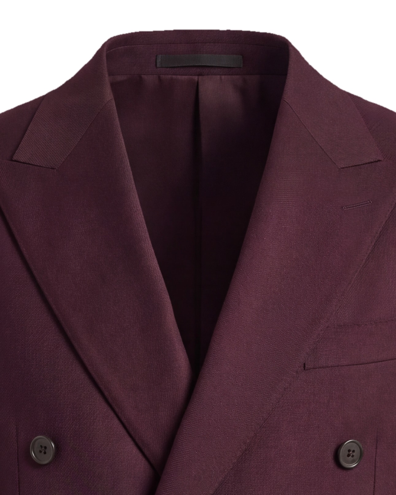 Bordeaux Double-Breasted Super 120s Wool Jacket, collar detail