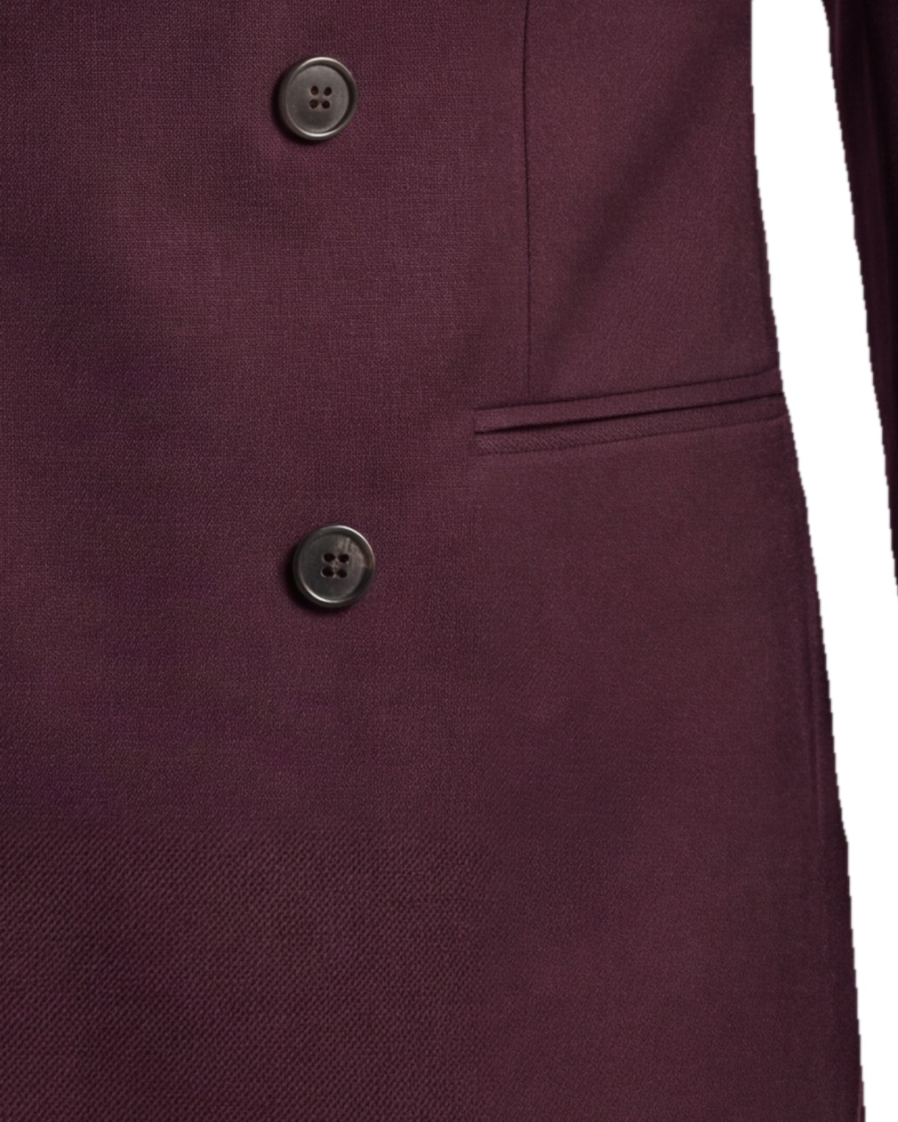 Bordeaux Double-Breasted Super 120s Wool Jacket, pocket detail