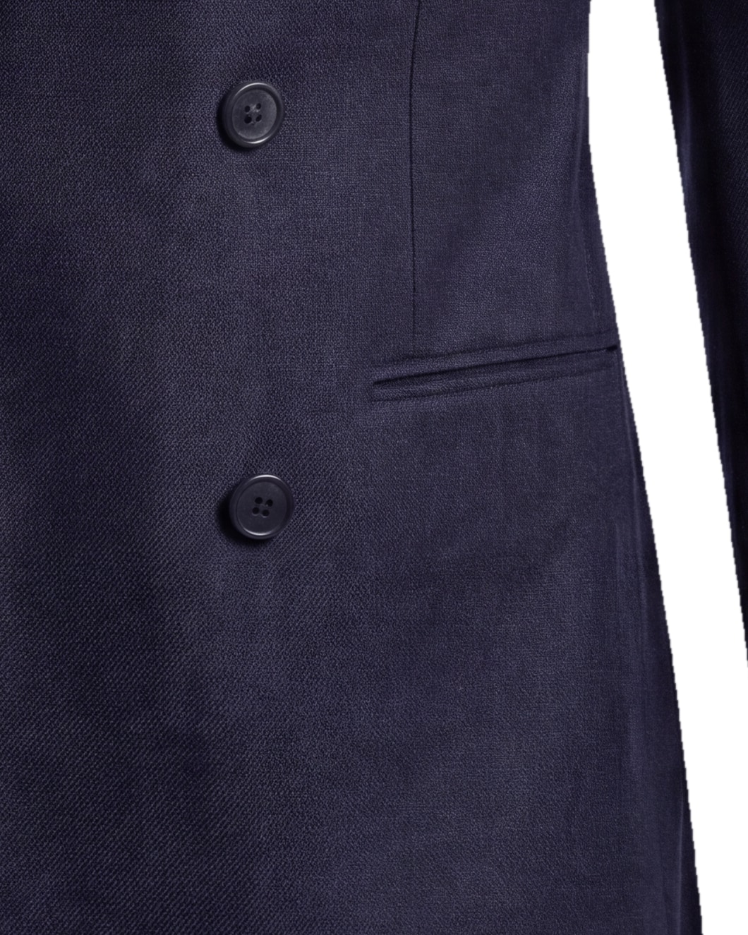 Navy Double-Breasted Super 120s Wool Jacket, pocket detail