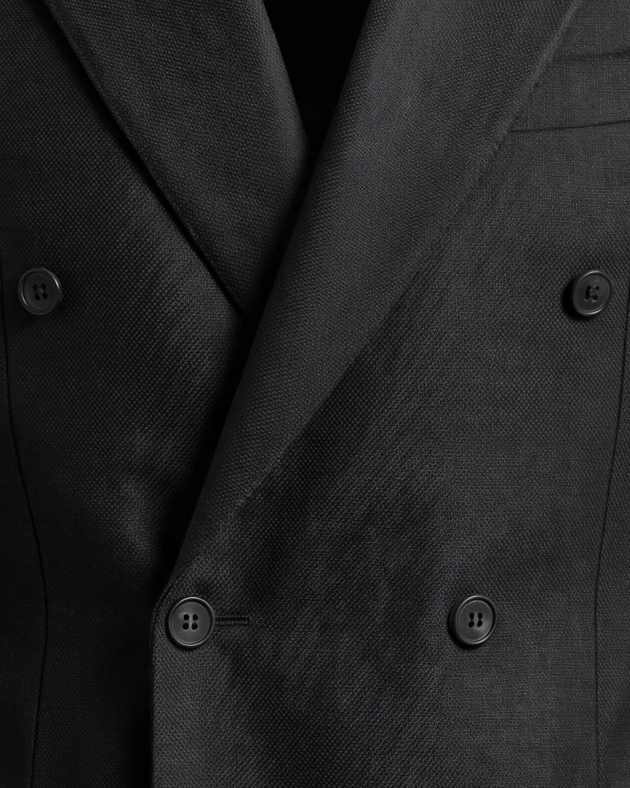 Charcoal Double-Breasted Super 110s Wool Jacket, front view