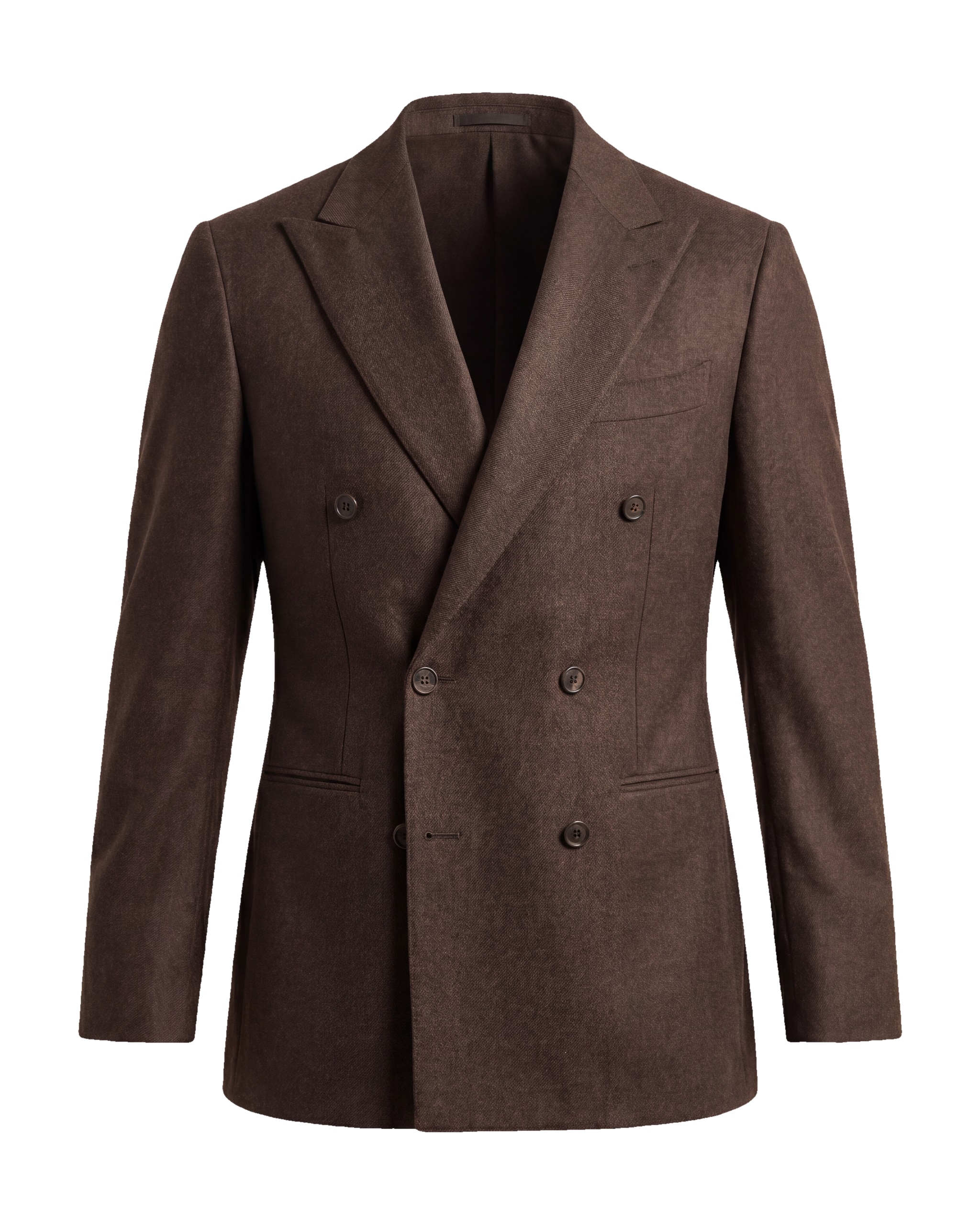 Brown Double-Breasted Super 120s Wool Jacket