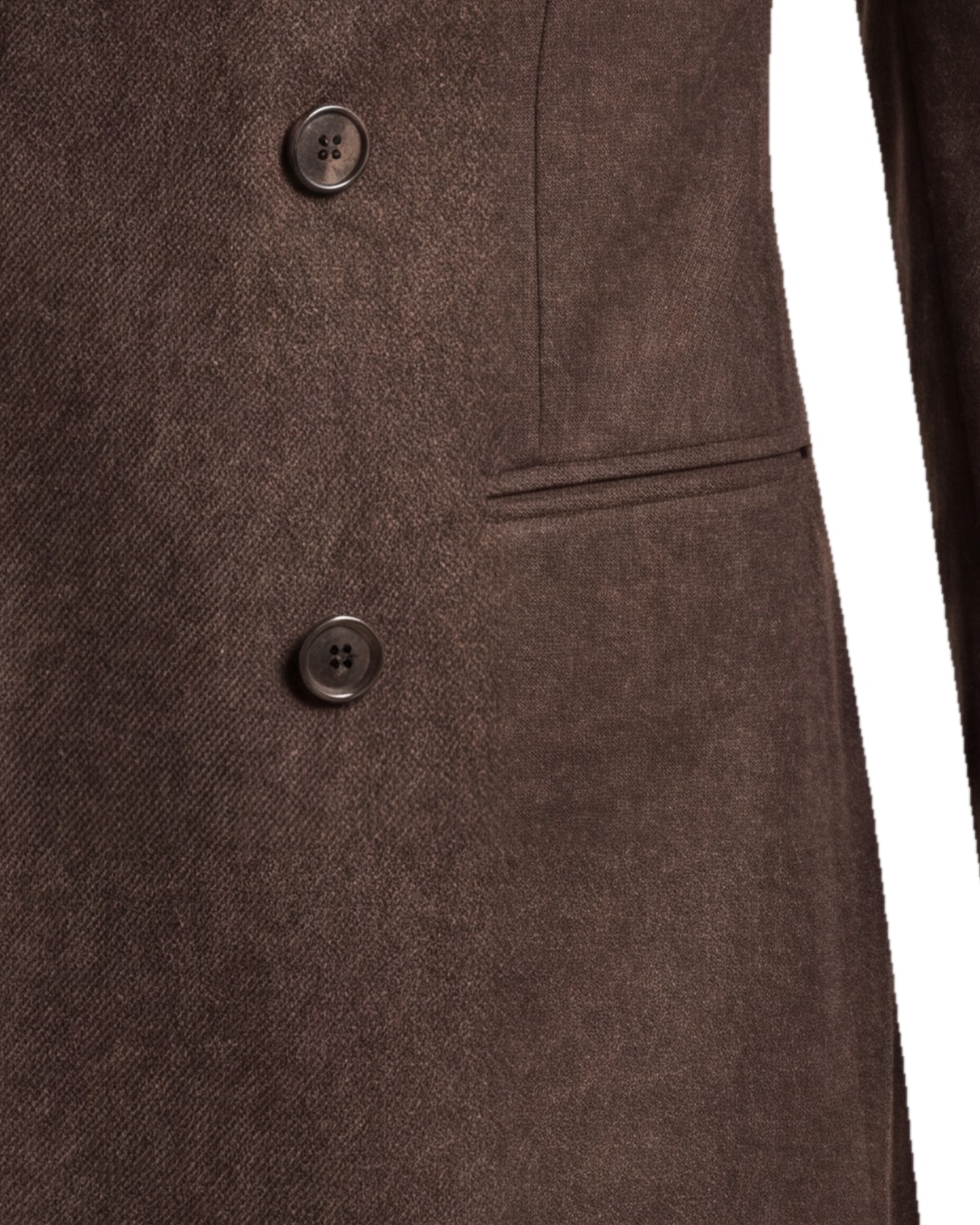 Brown Double-Breasted Super 120s Wool Jacket, pocket detail