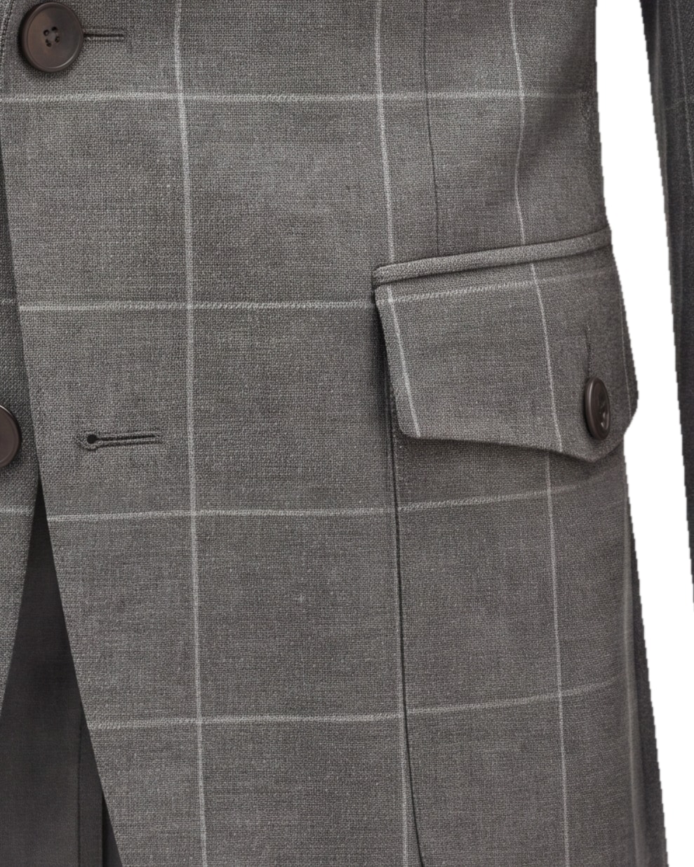 Grey Windowpane S110 Wool Sports, pocket detail