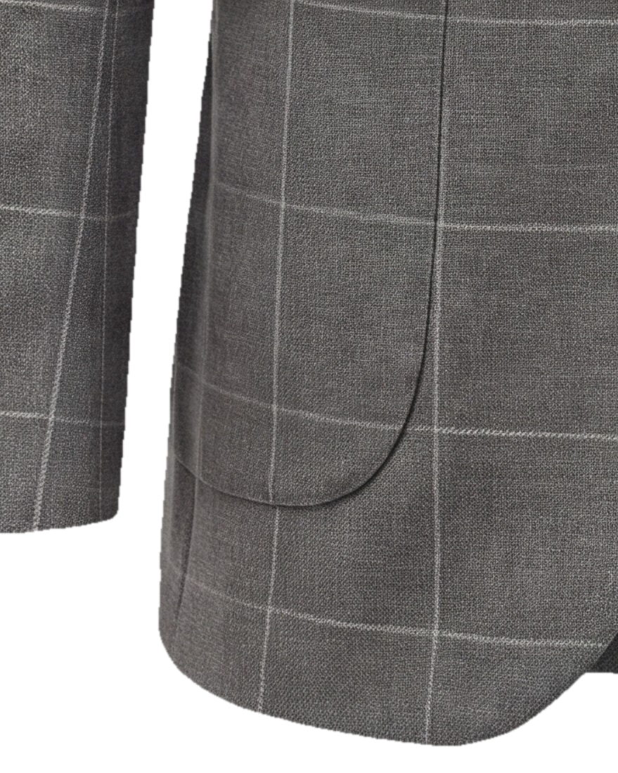 Grey Windowpane S110 Wool Sports, cuff detail