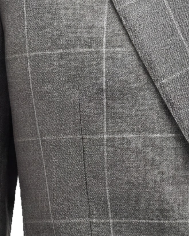 Grey Windowpane S110 Wool Sports, fabric close-up