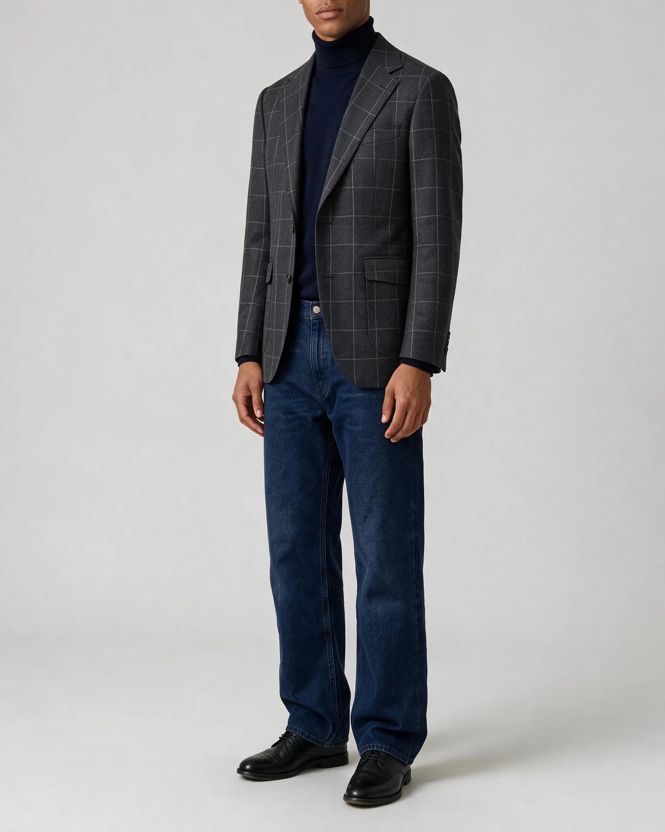 Mørkegrå windowpane Super 110s blazer, på model