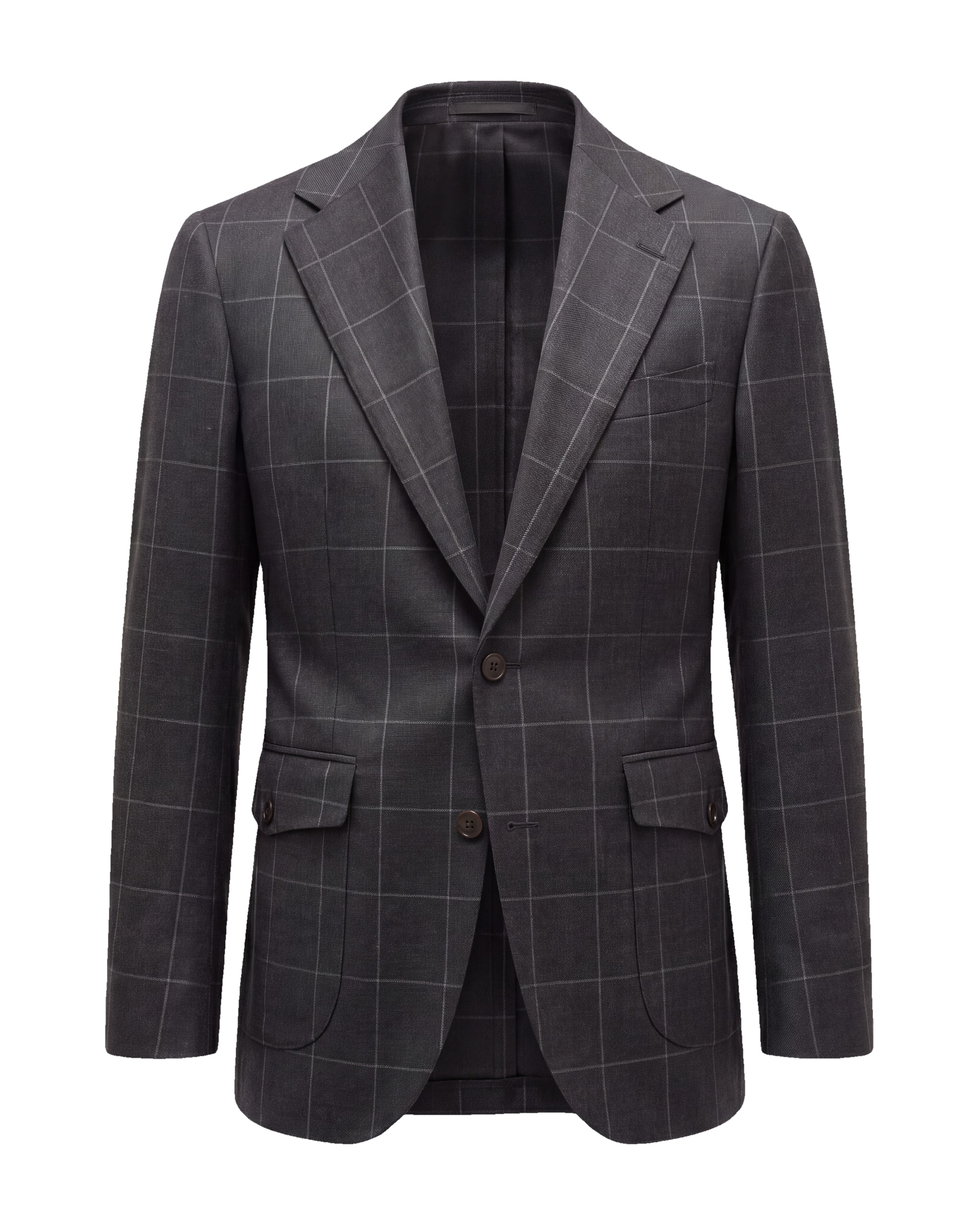 Charcoal Windowpane S110 Wool Sports