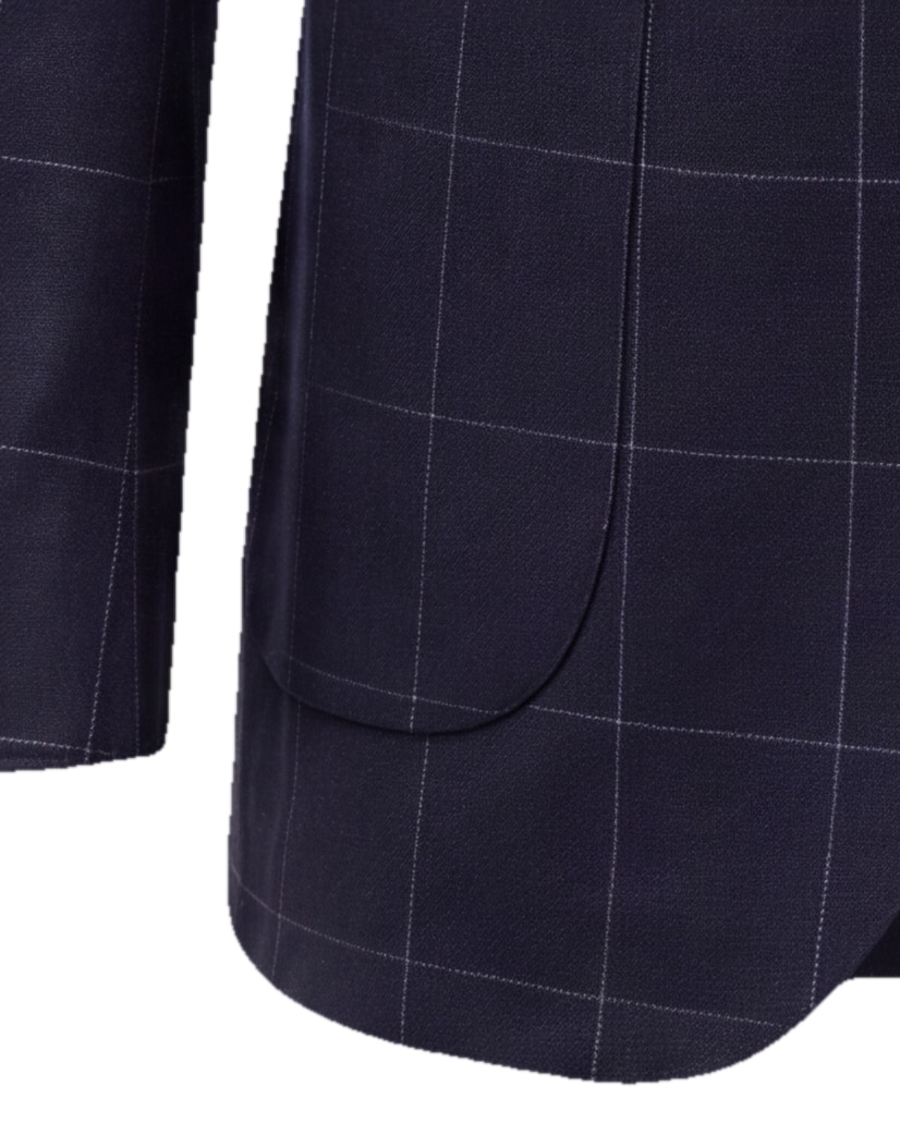 Navy Windowpane S110 Wool Sports, cuff detail