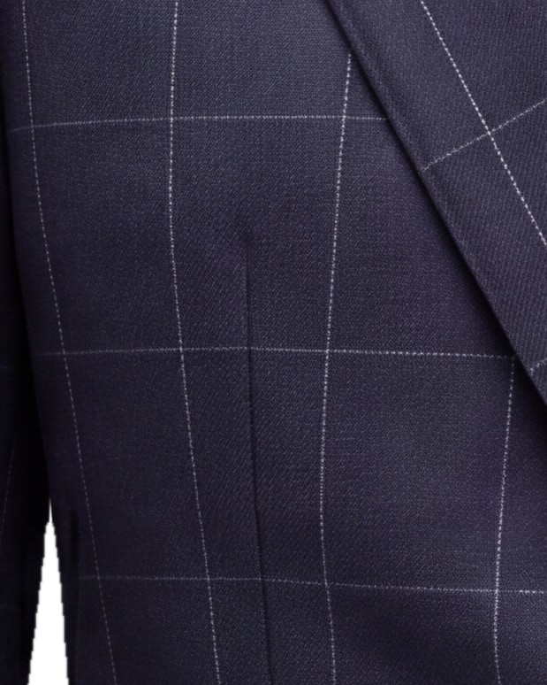 Navy Windowpane S110 Wool Sports, fabric close-up
