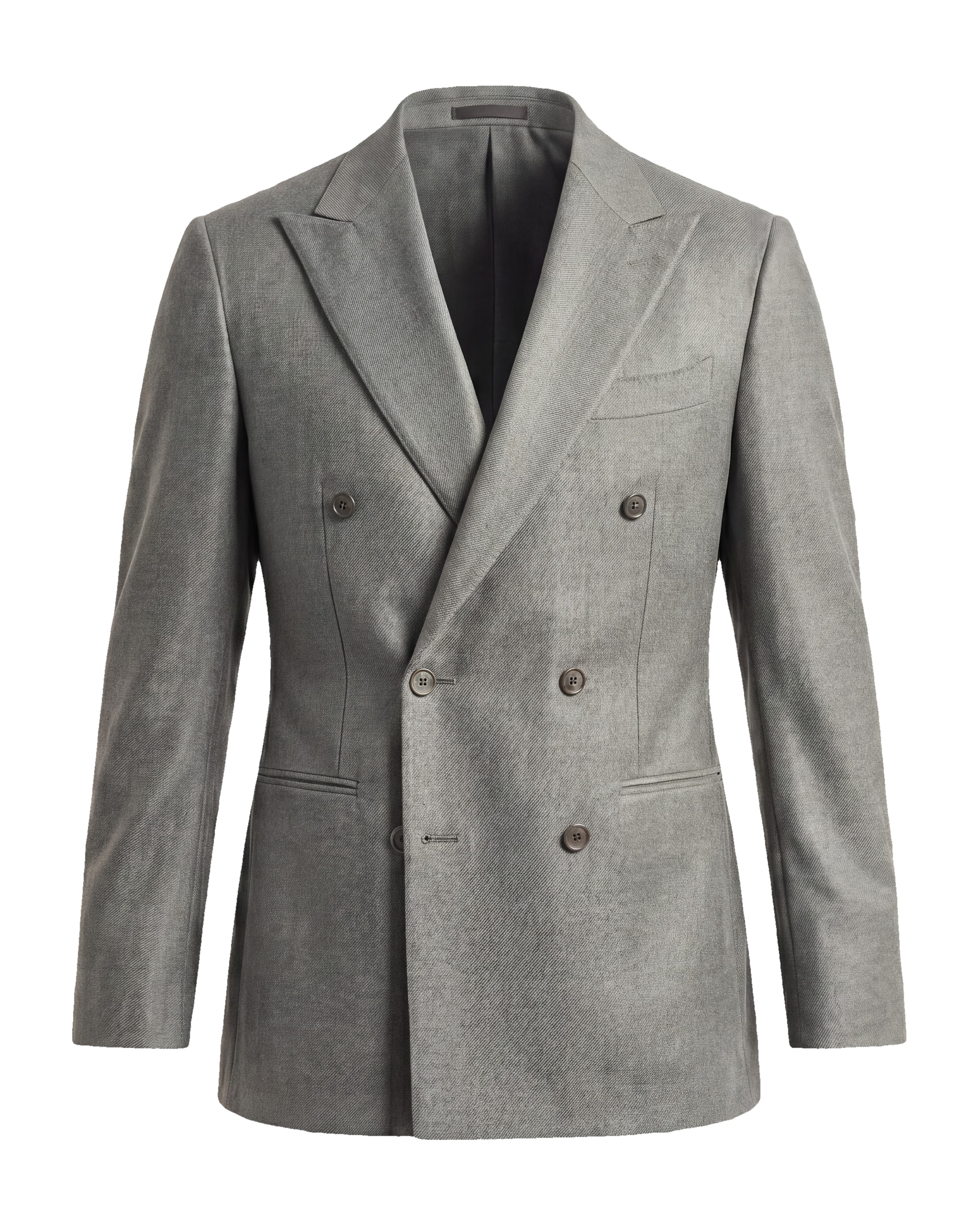 Light Grey Double-Breasted Super 110s Wool Jacket