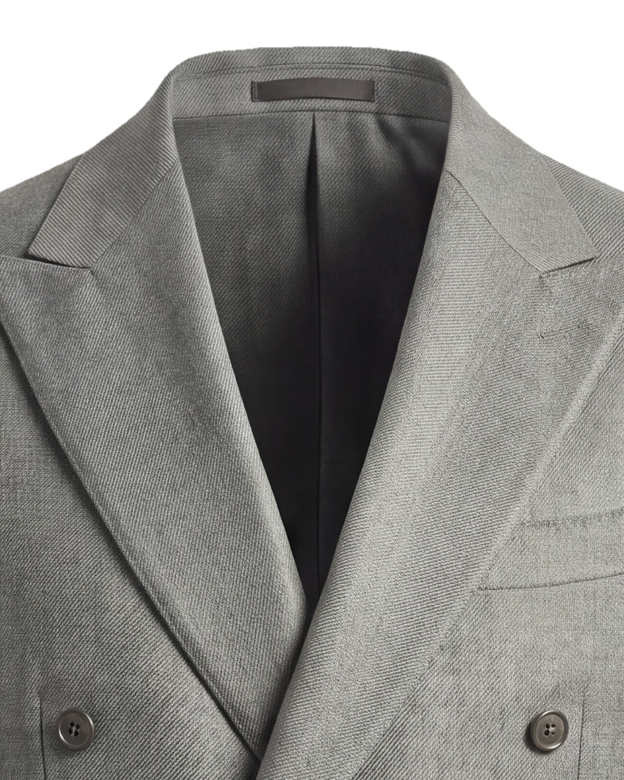 Light Grey Double-Breasted Super 110s Wool Jacket, collar detail