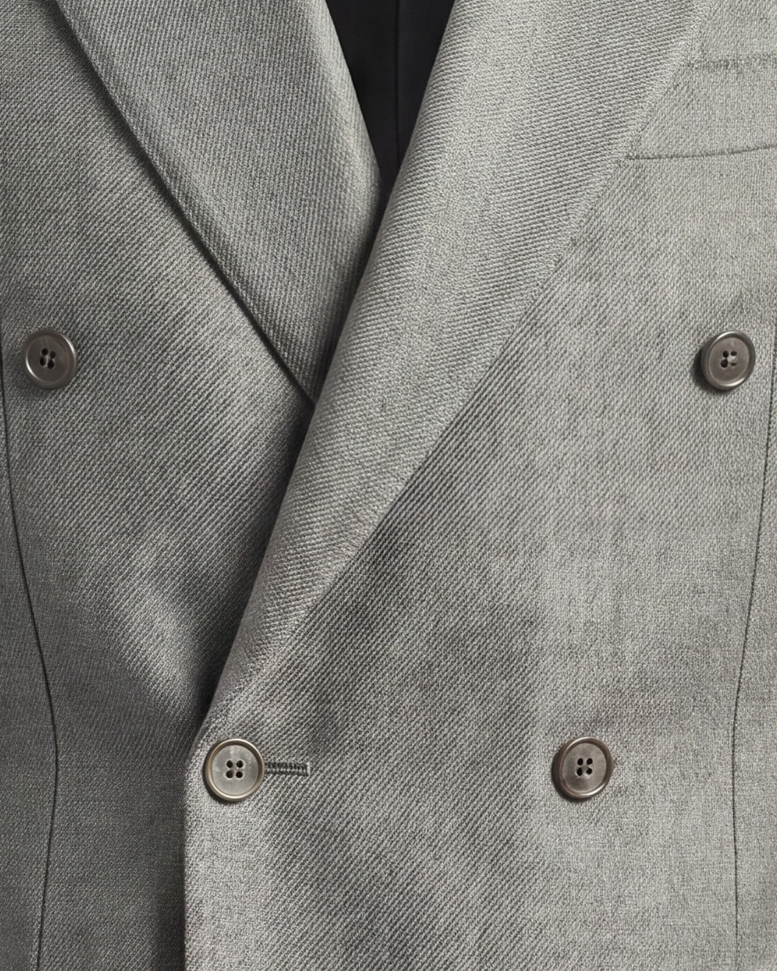 Light Grey Double-Breasted Super 110s Wool Jacket, front view