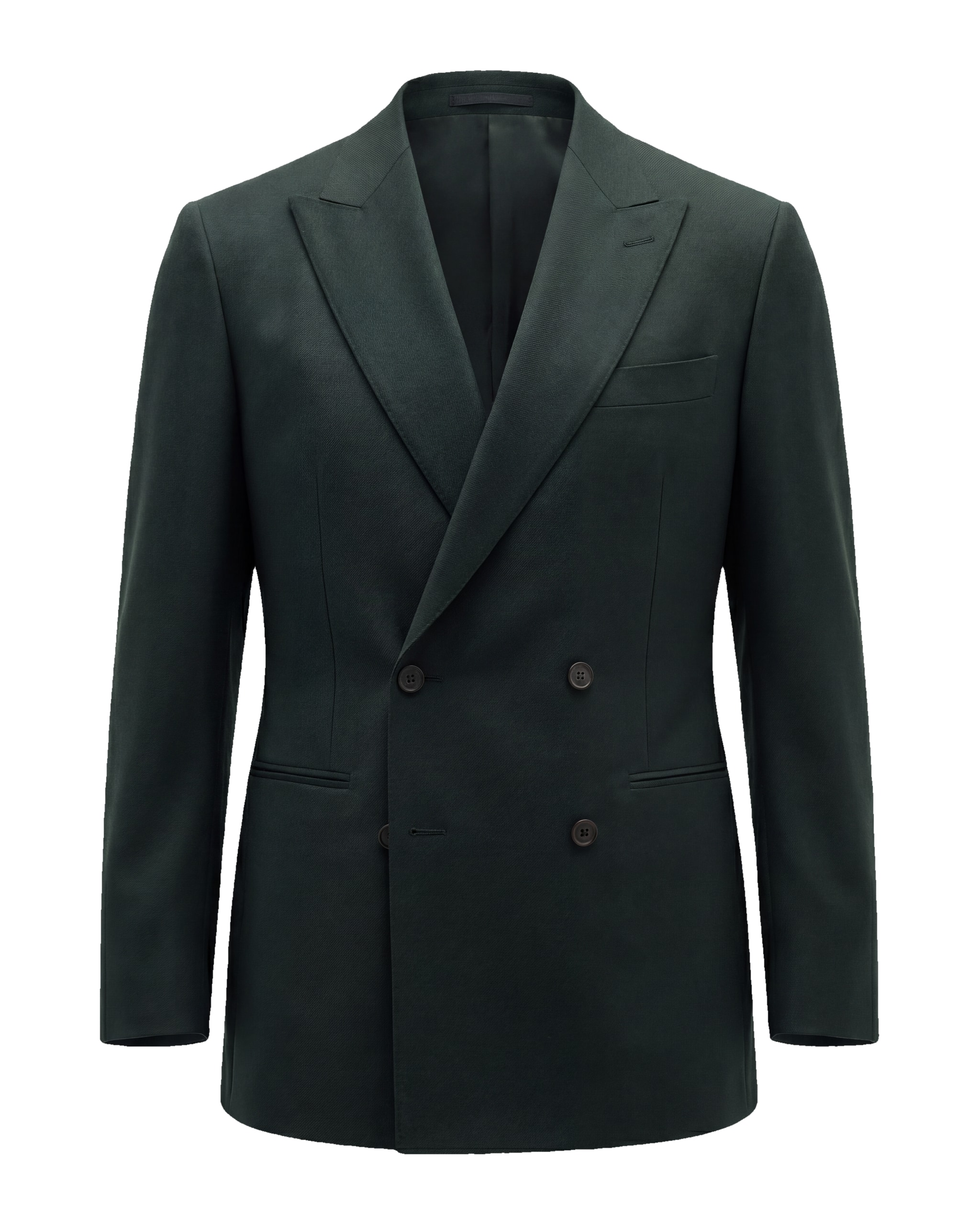 Dark Green Double-Breasted Super 110s Wool Jacket