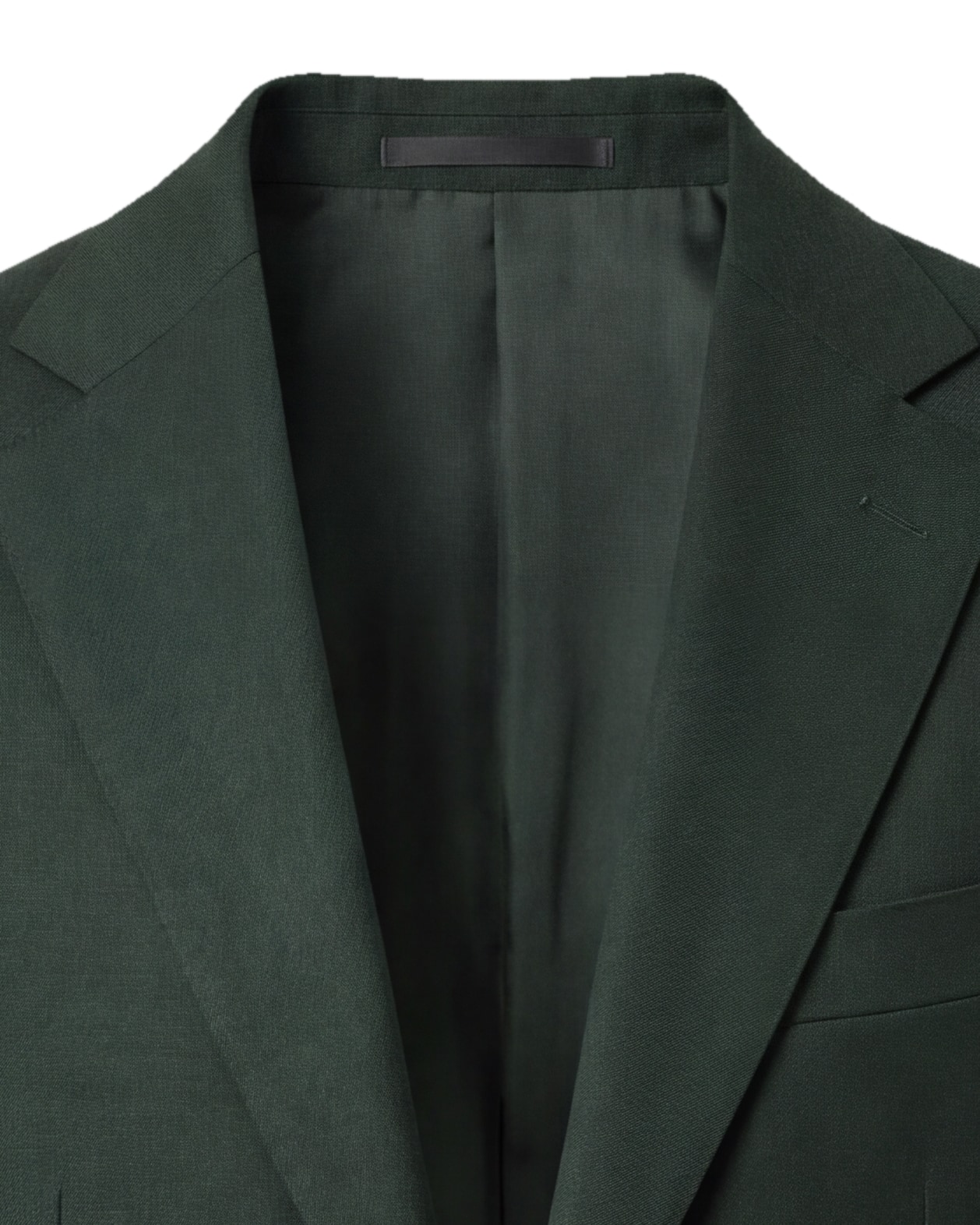 Dark Green Super 110s Wool Jacket, collar detail
