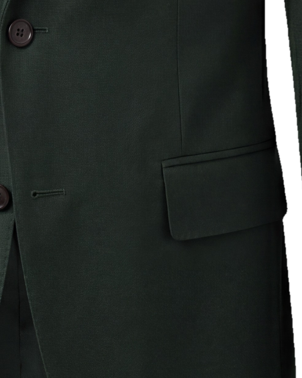Dark Green Super 110s Wool Jacket, pocket detail