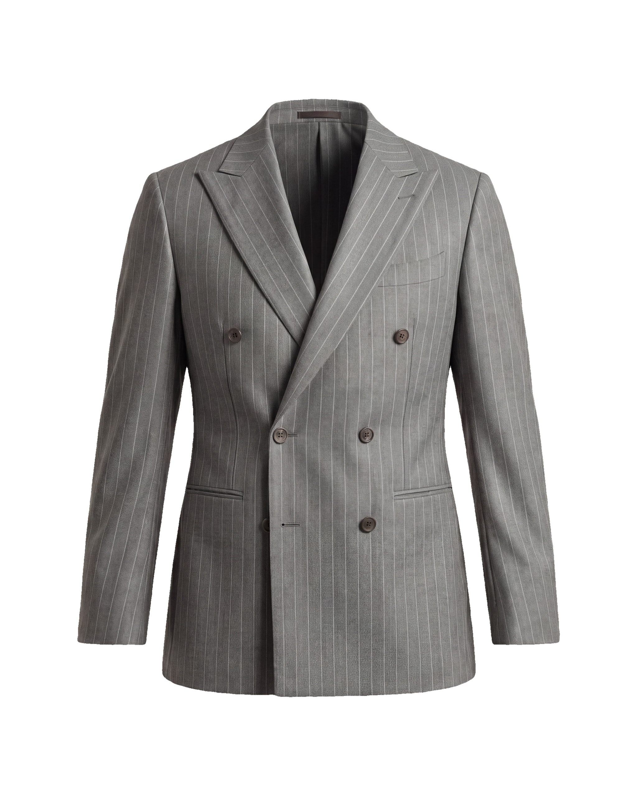 Grey Pinstripe Double-Breasted S110 Wool Jacket