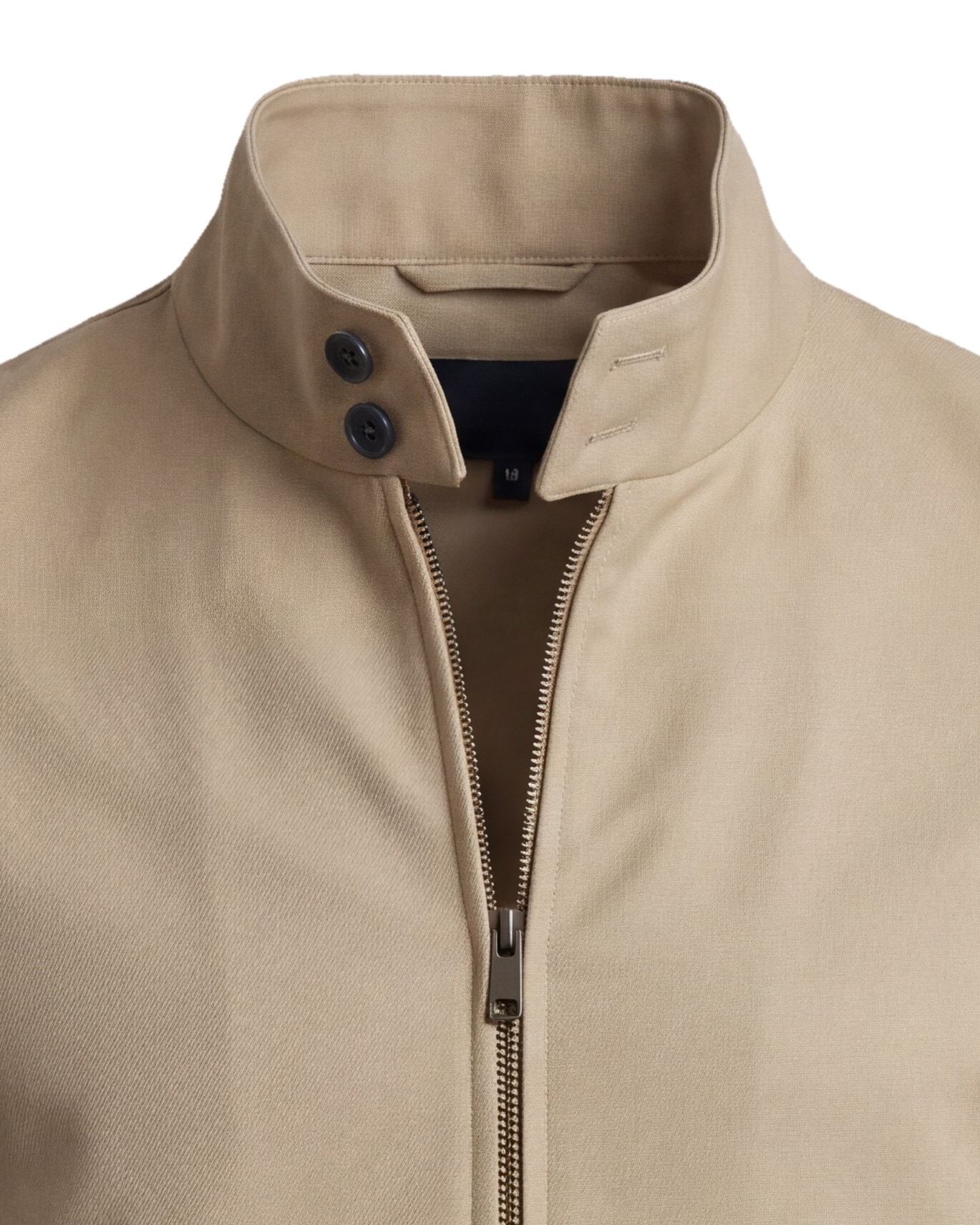 Beige Harrington Jacket, collar detail