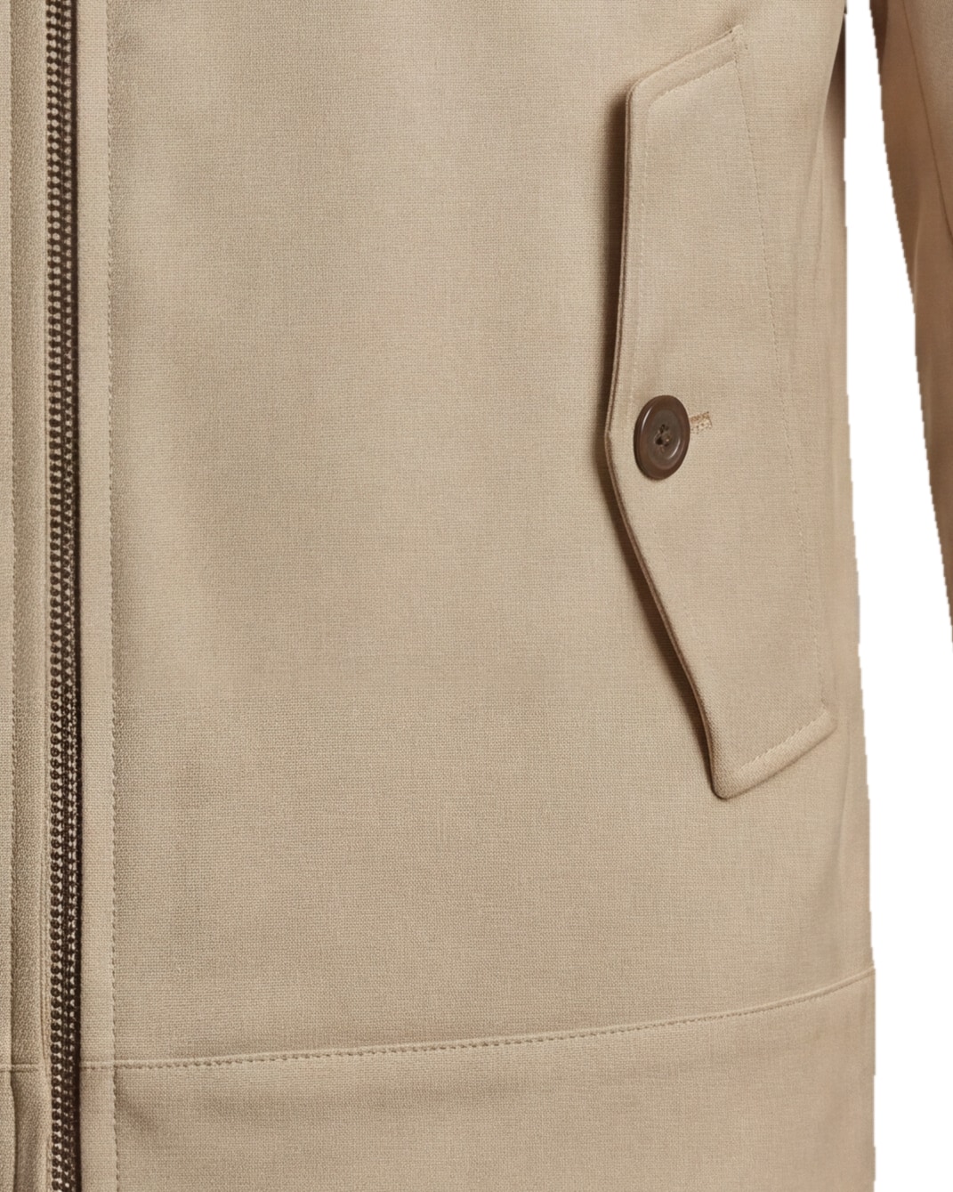 Beige Harrington Jacket, pocket detail