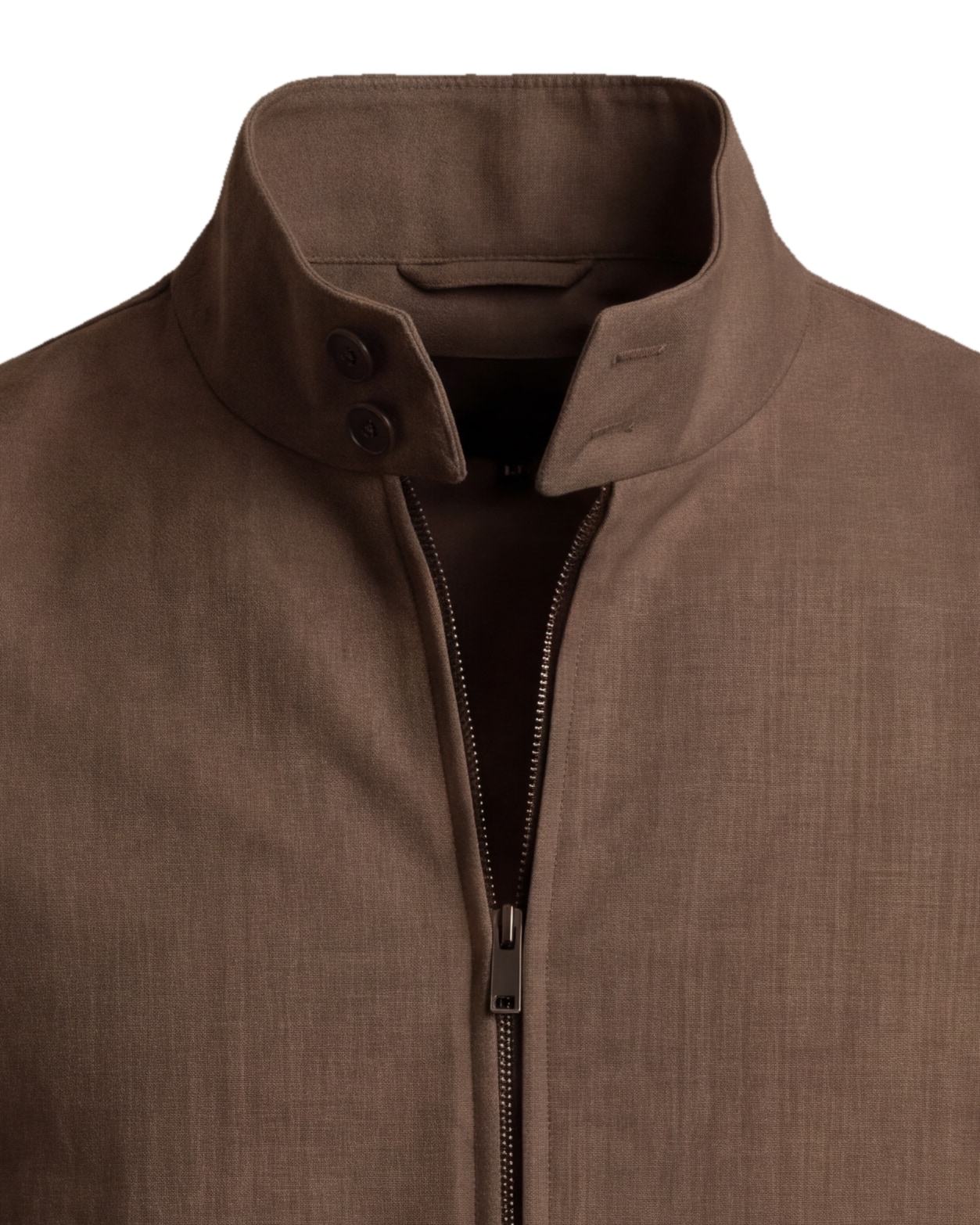 Brown Harrington Jacket, collar detail