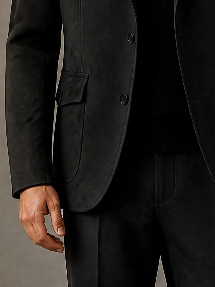 Deep Brown Suede Jacket, pocket detail