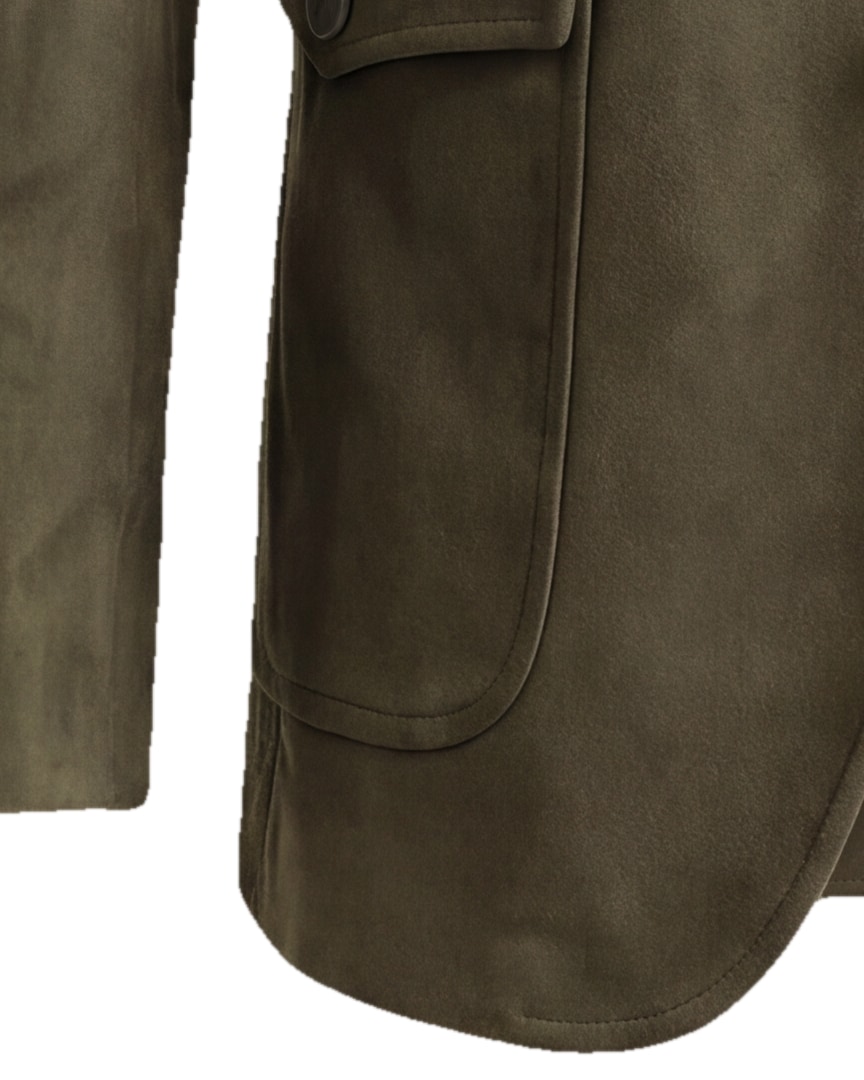 Olive Green Suede Jacket, cuff detail