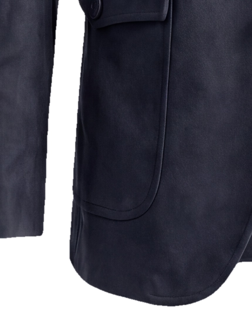 Sleek Navy Suede Jacket, cuff detail