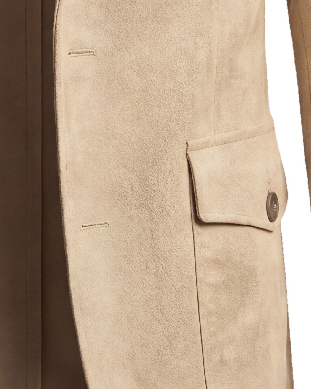 Beige Suede Statement Jacket, pocket detail