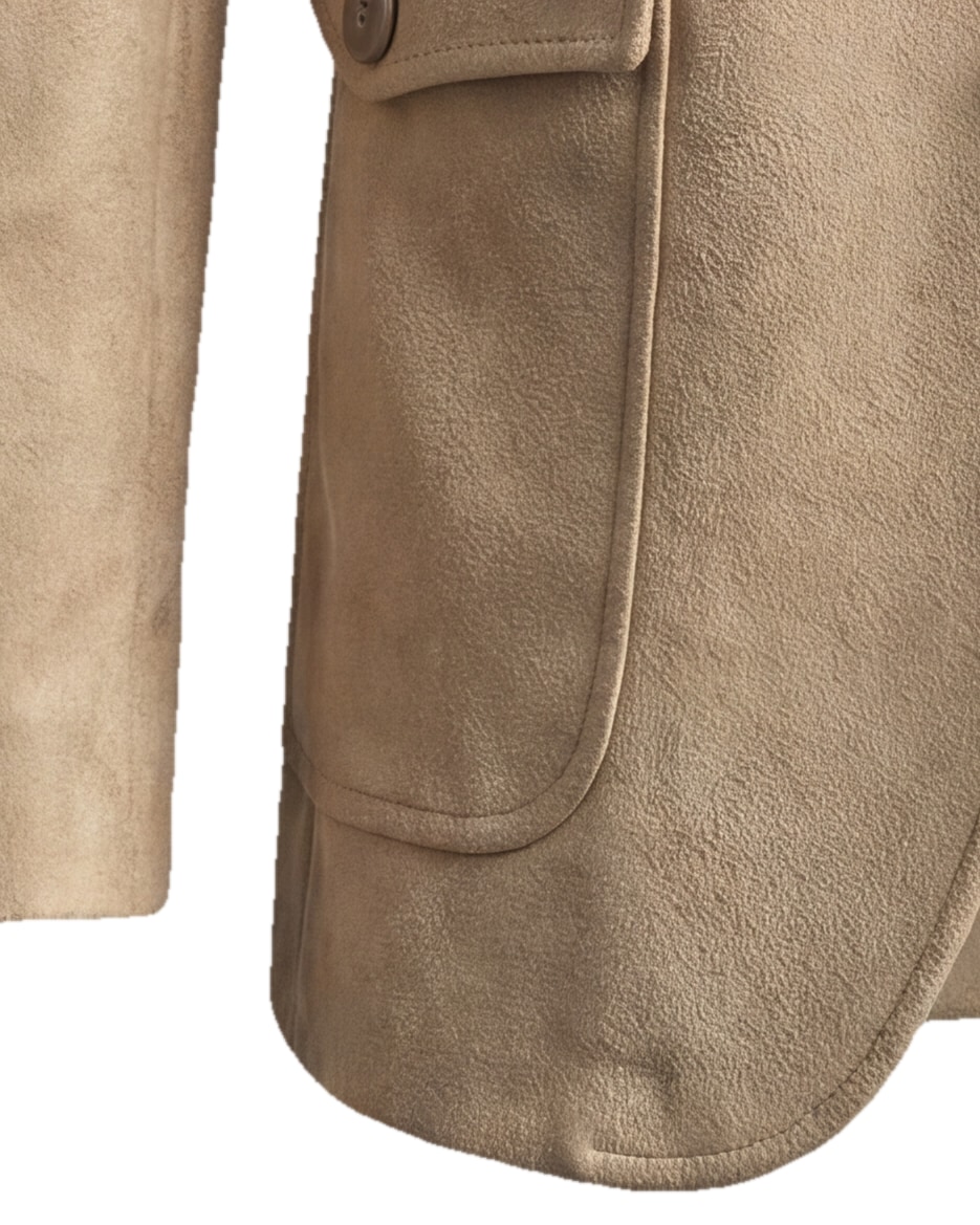 Beige Suede Statement Jacket, cuff detail