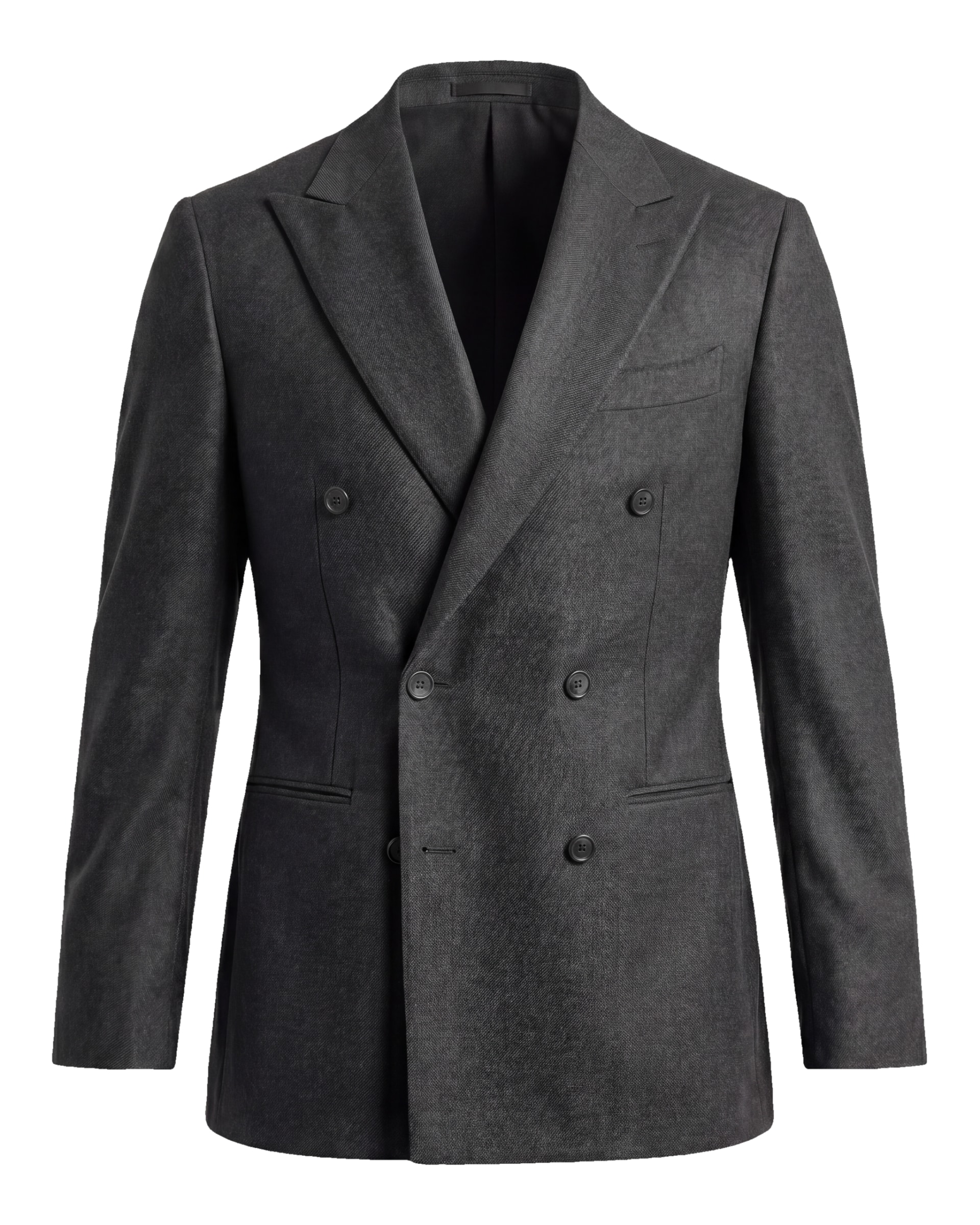 Charcoal Grey Double-Breasted Jacket in English Wool