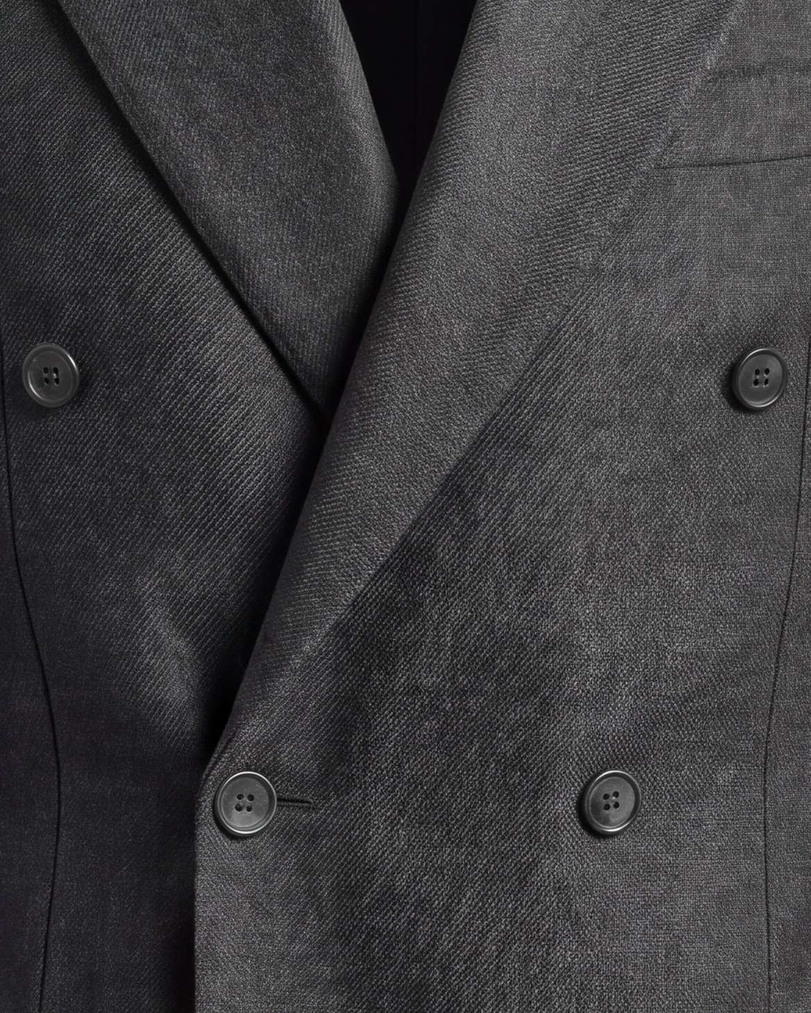 Charcoal Grey Double-Breasted Jacket in English Wool, front view