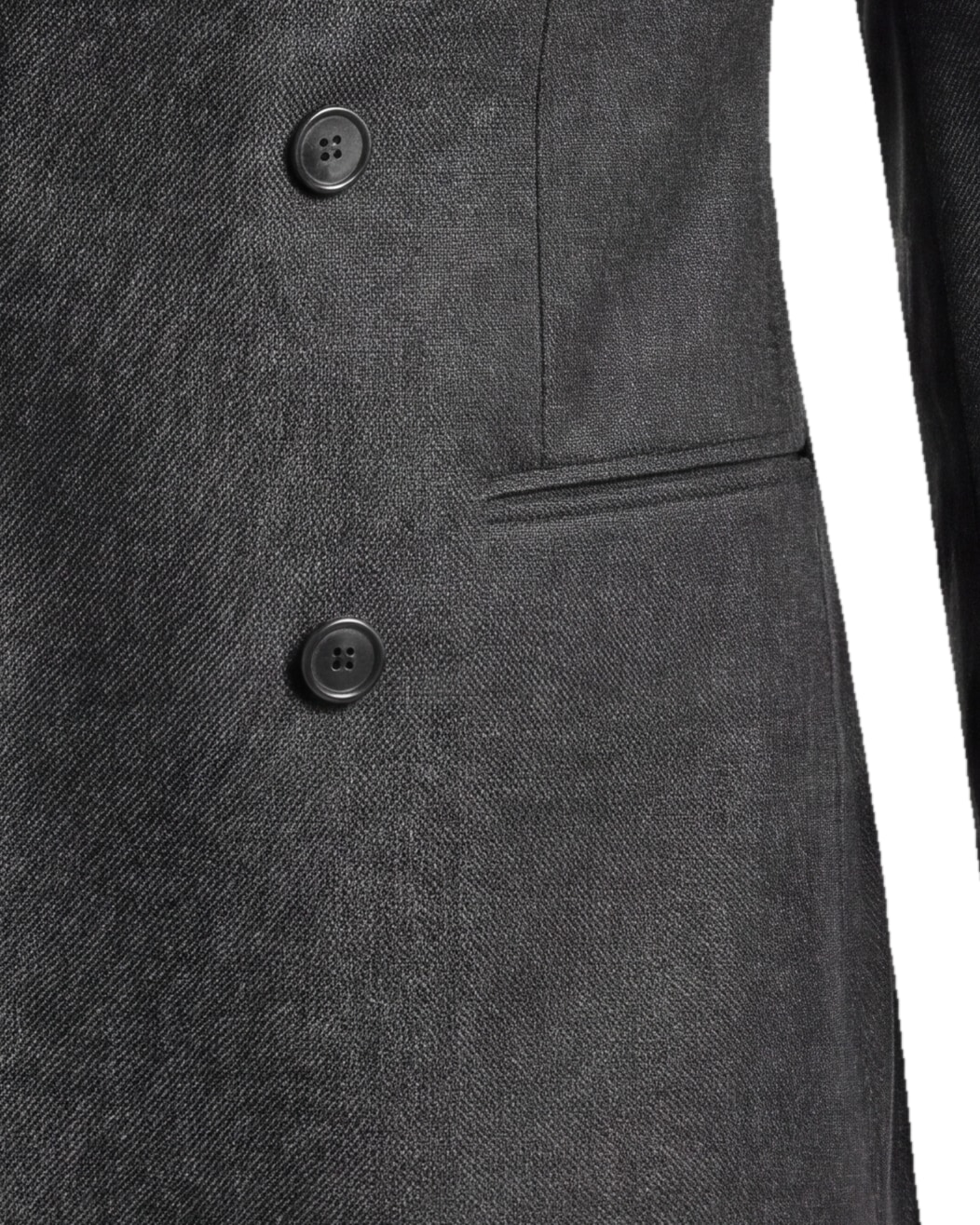 Charcoal Grey Double-Breasted Jacket in English Wool, pocket detail