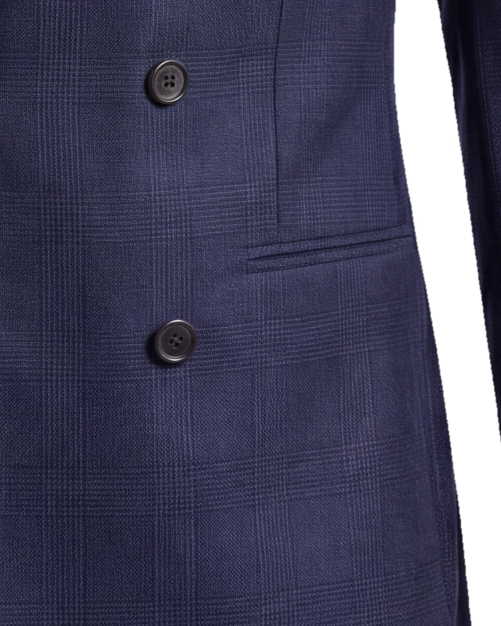 Dark Navy Double-Breasted Super 130s Jacket, pocket detail