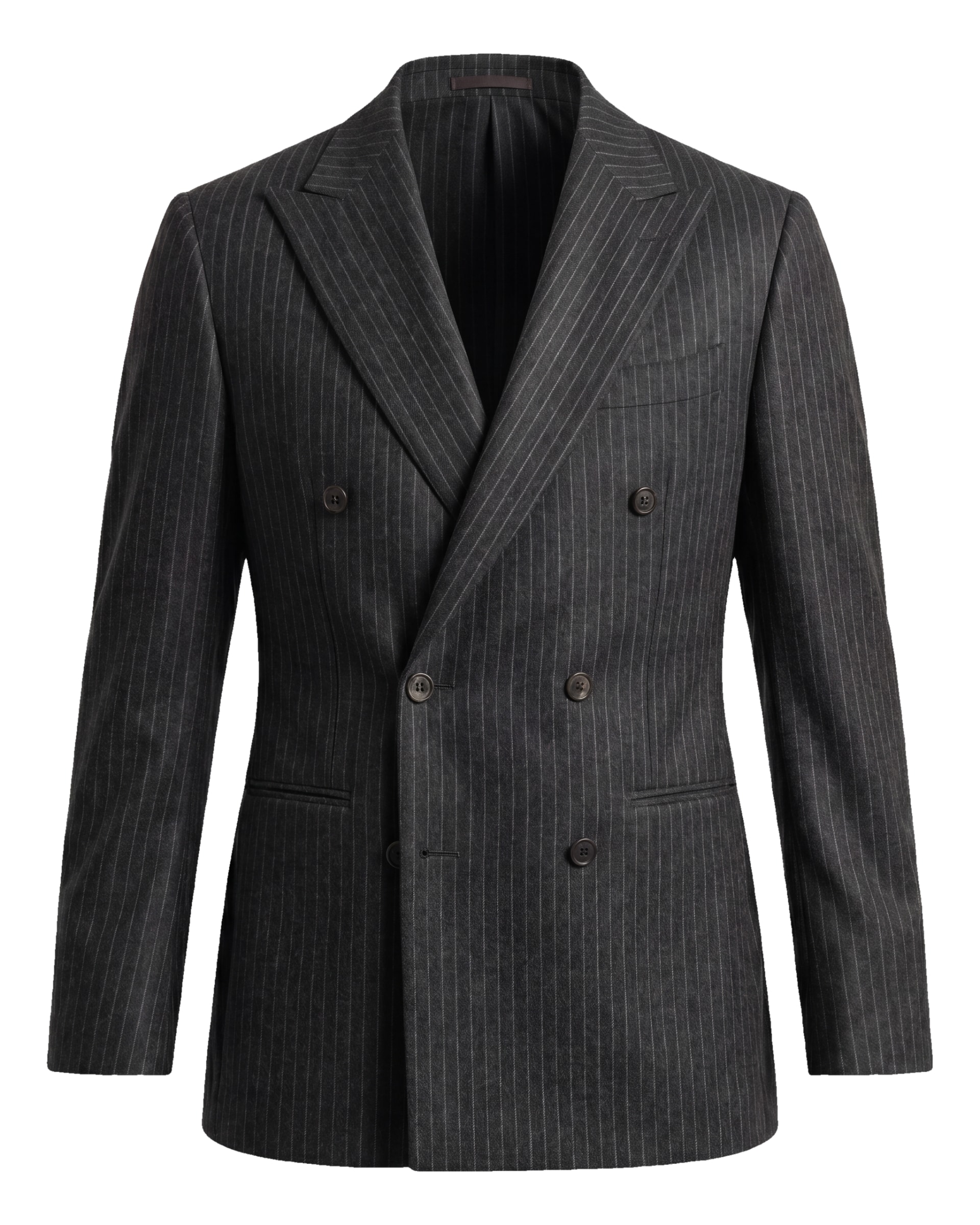Anthracite Grey Pinstripe Double-Breasted Jacket