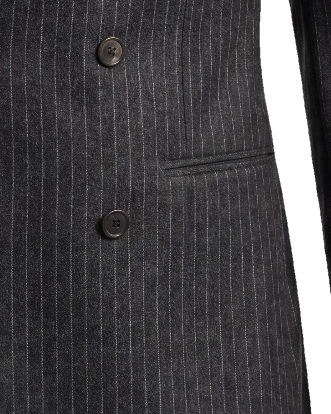 Anthracite Grey Pinstripe Double-Breasted Jacket, pocket detail