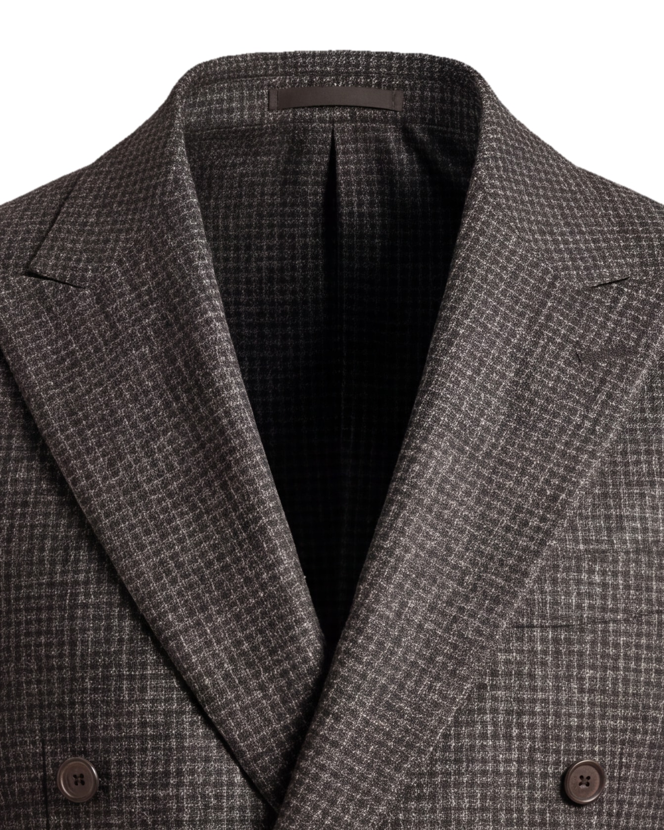 Brown Houndstooth Double-Breasted Jacket, collar detail