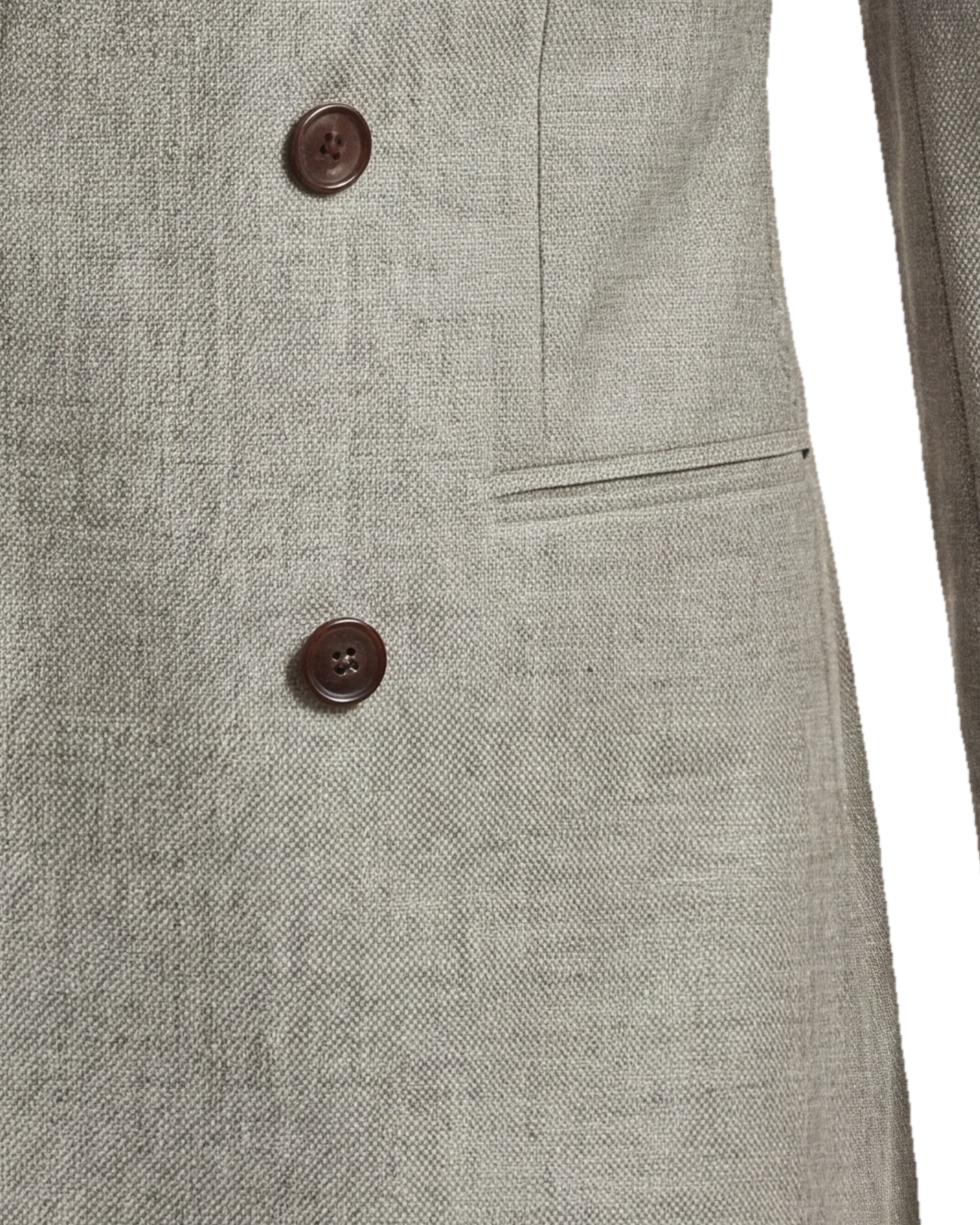Grey-Beige Double-Breasted Jacket, pocket detail