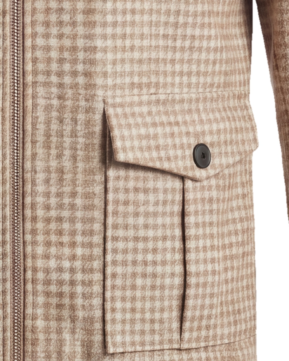 Stenfarvet Merino uld tern Flight jacket, detalje af lommen