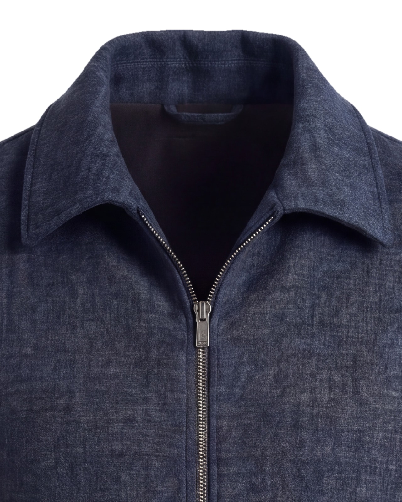 Mørk marineblå flannel Flight jacket, detalje af kraven
