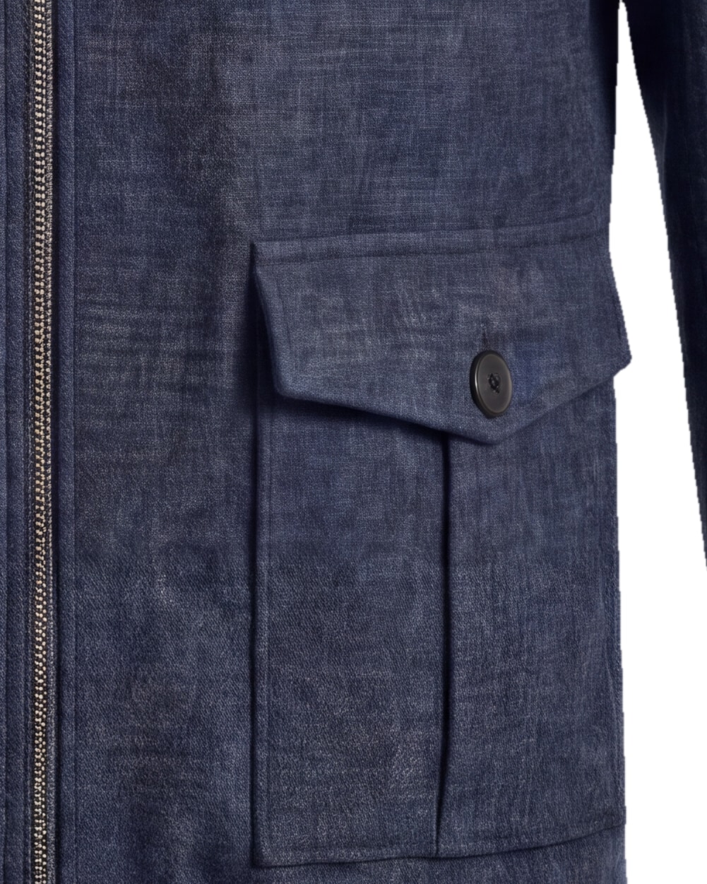 Mørk marineblå flannel Flight jacket, detalje af lommen