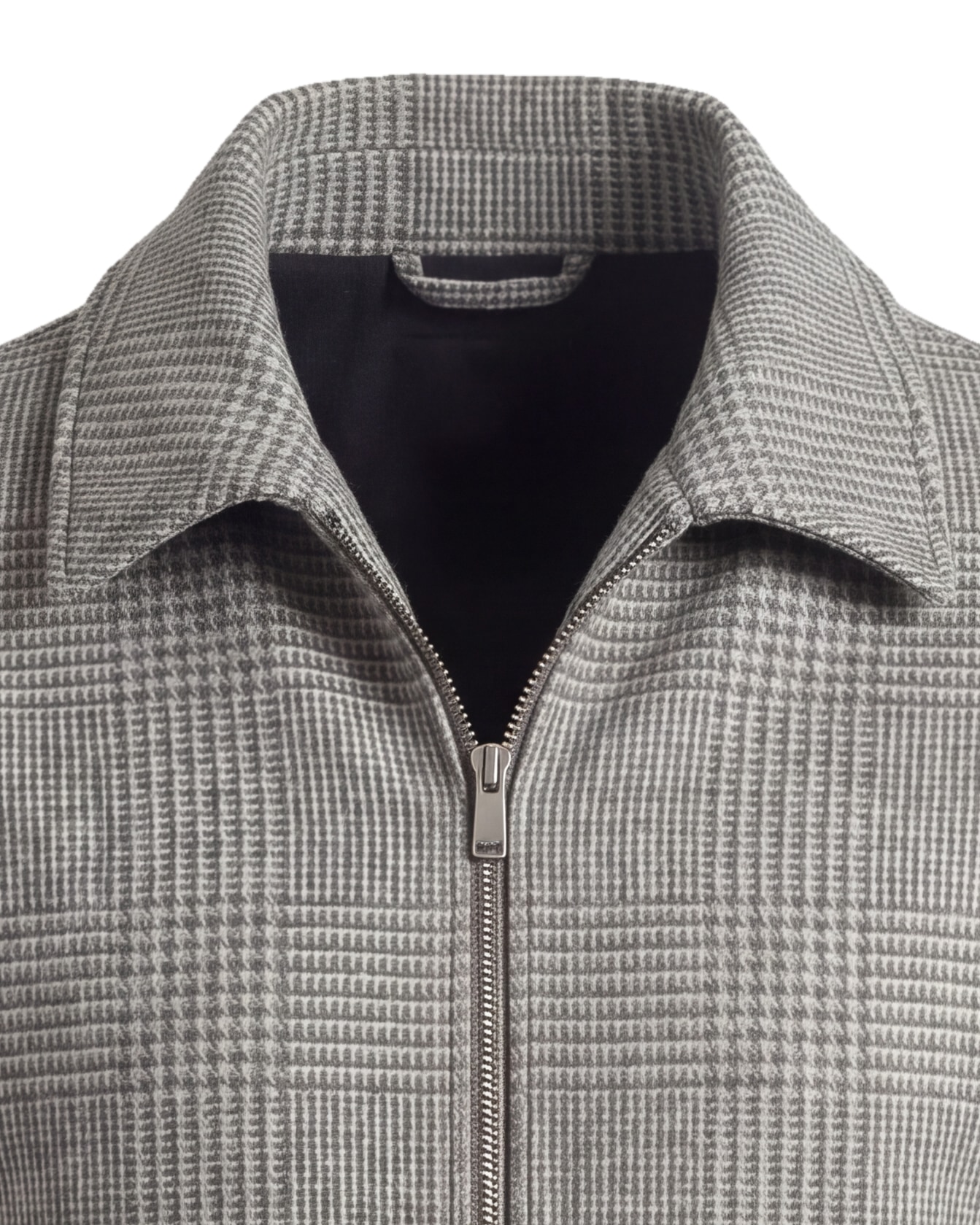 Grå Merino uld Flight jacket, detalje af kraven