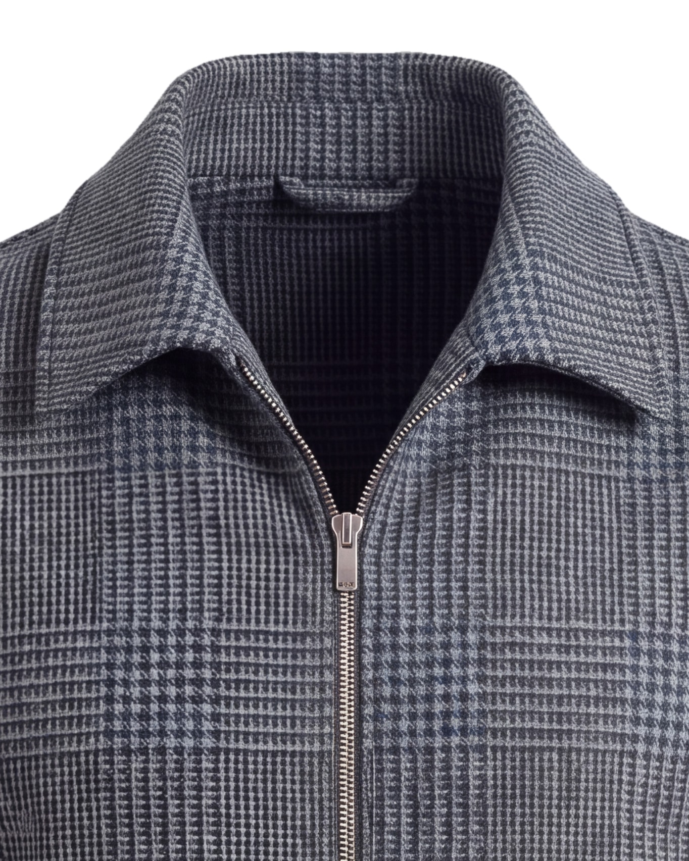 Mørkegrå Merino uld houndstooth Flight jacket, detalje af kraven