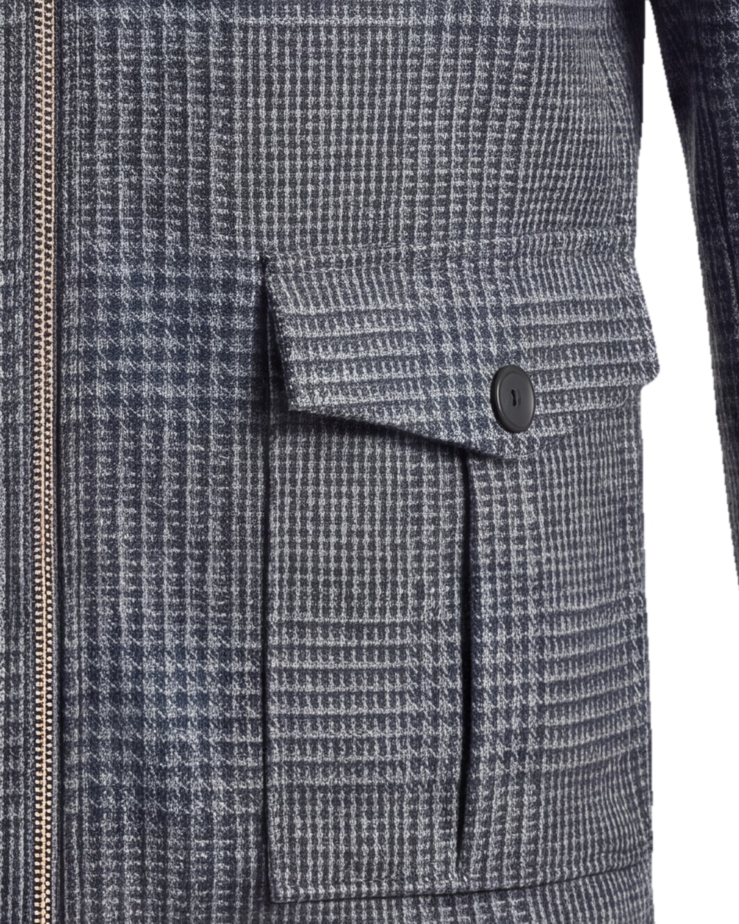 Mørkegrå Merino uld houndstooth Flight jacket, detalje af lommen