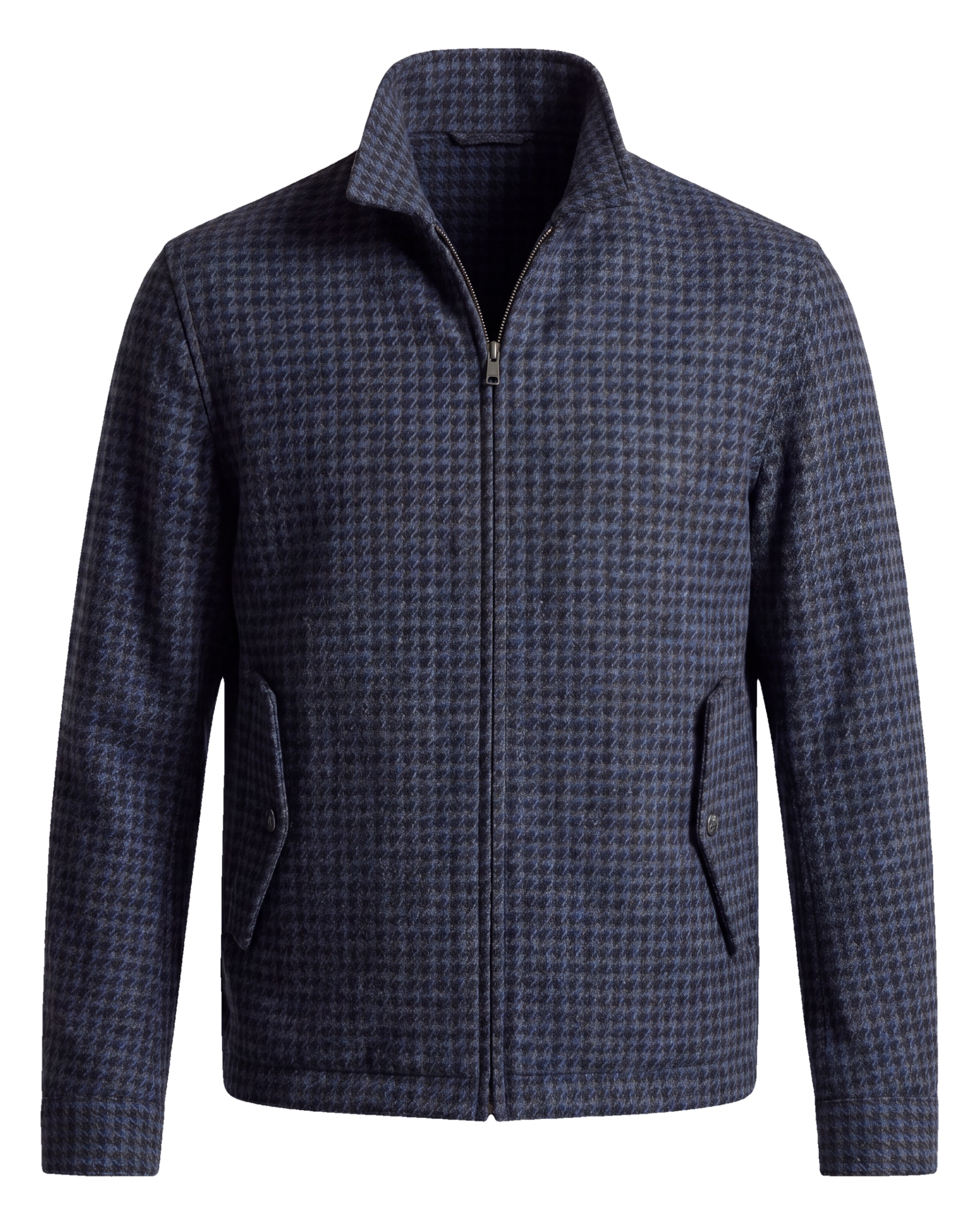 Mørk marineblå Merino uld houndstooth Flight jacket