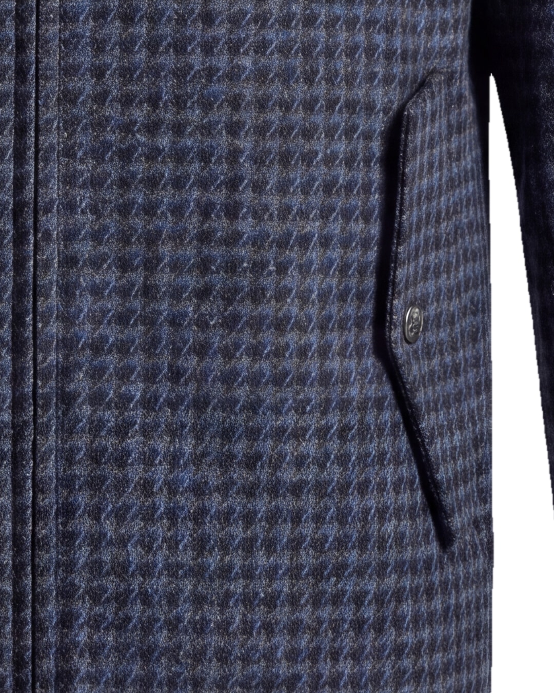 Mørk marineblå Merino uld houndstooth Flight jacket, detalje af lommen
