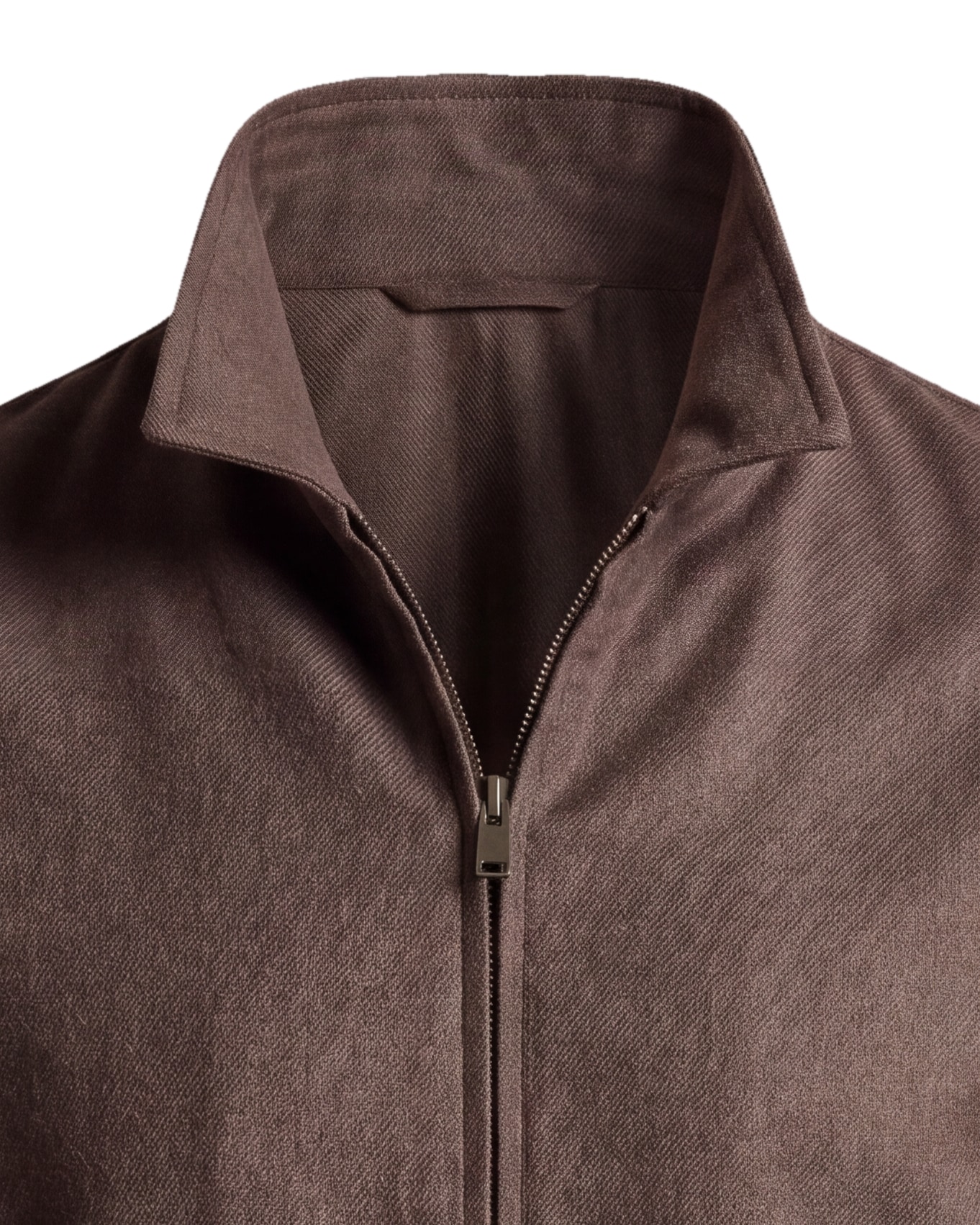 Kastanjebrun Merino uld Flight jacket, detalje af kraven
