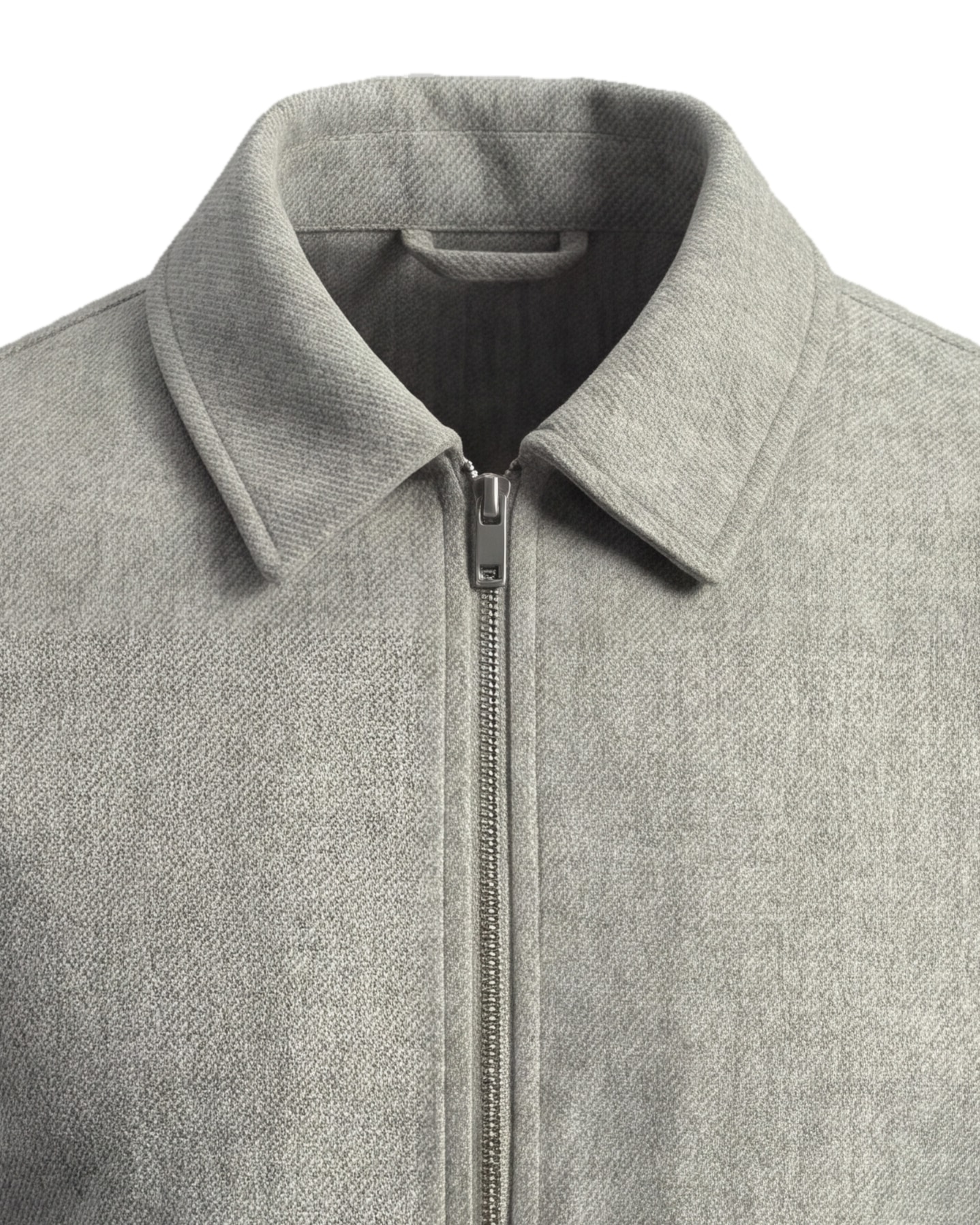 Lys grå uld flannel Flight jacket, detalje af kraven