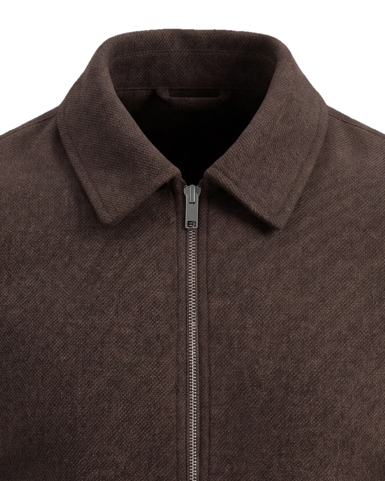 Mørkebrun uld flannel Flight jacket, detalje af kraven