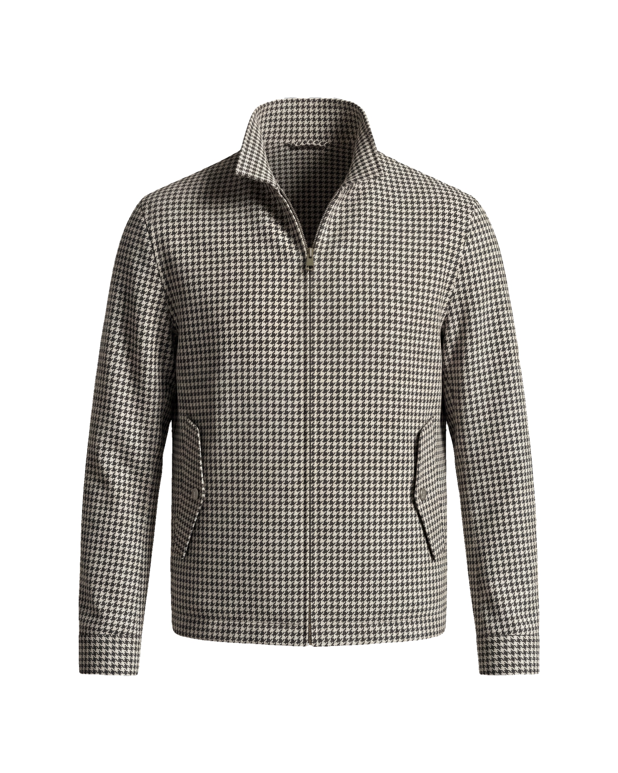 Sand Merino wool Houndstooth Flight Jacket